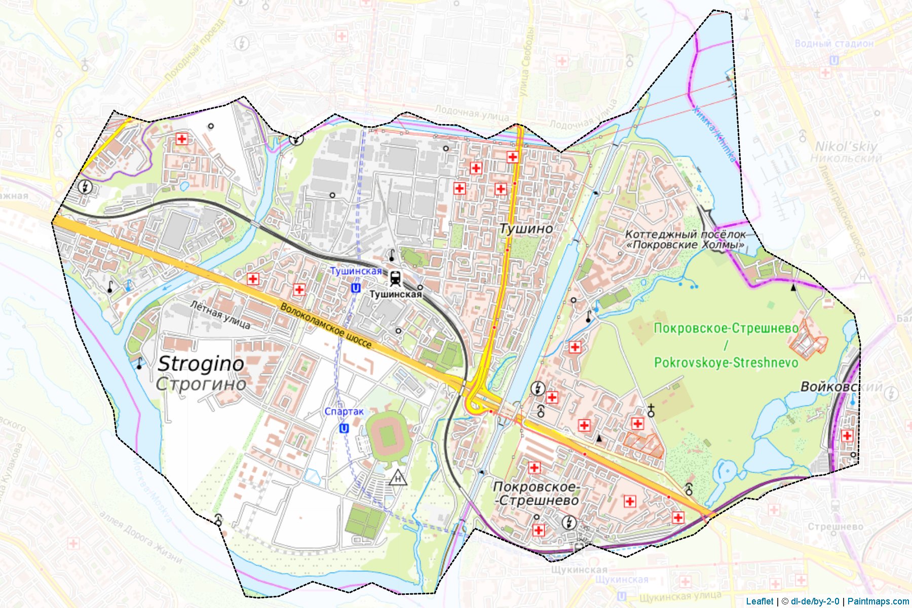 Muestras de recorte de mapas Pokrovskoe-Streshnevo (Moscow)-1