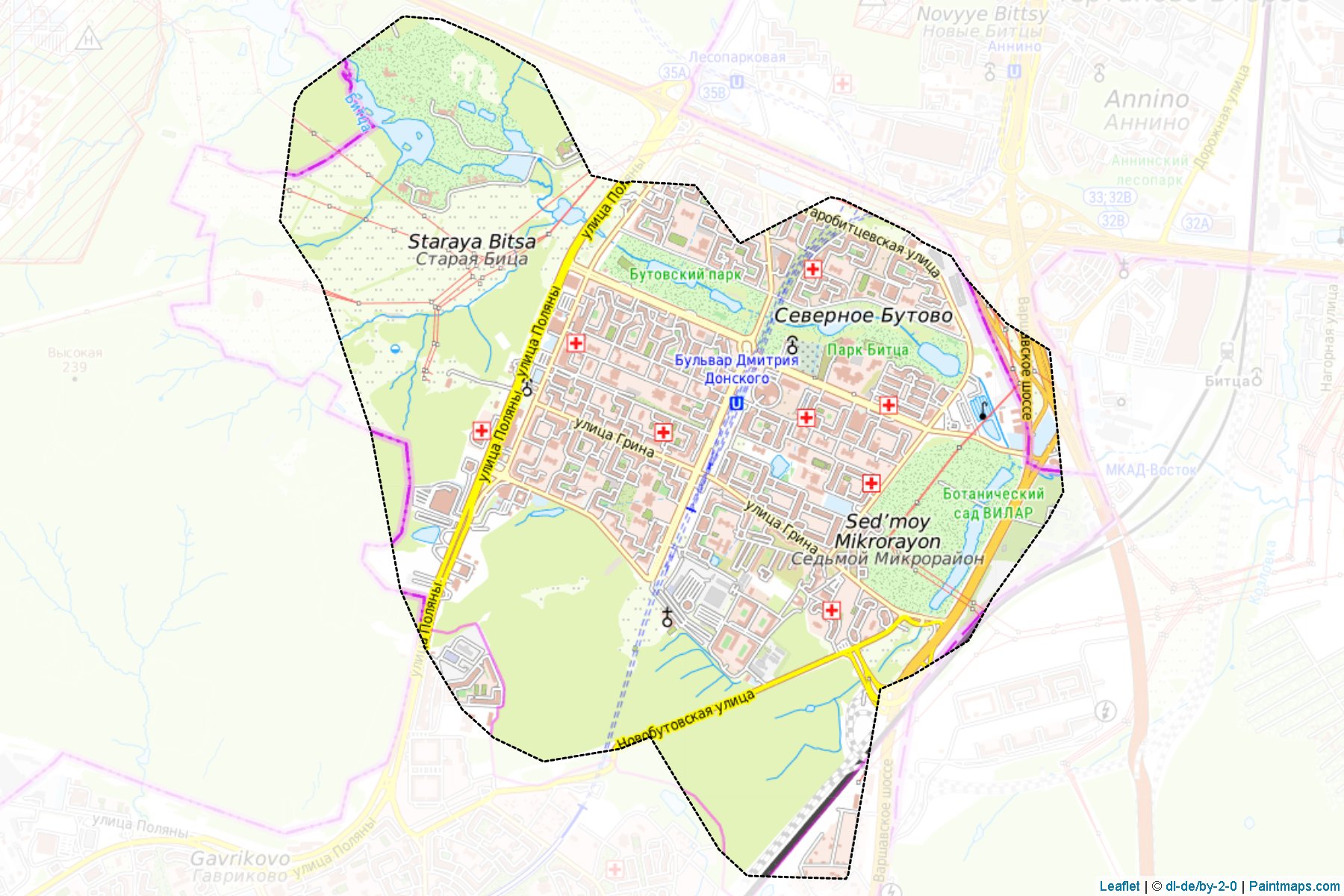 Muestras de recorte de mapas Severnoe Butovo (Moscow)-1