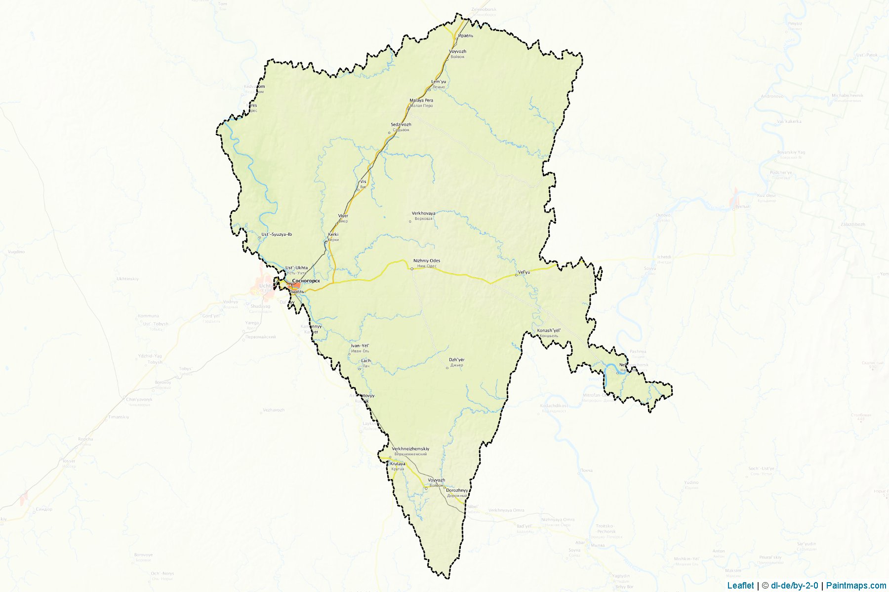 Muestras de recorte de mapas Sosnogorsk (Komi)-1