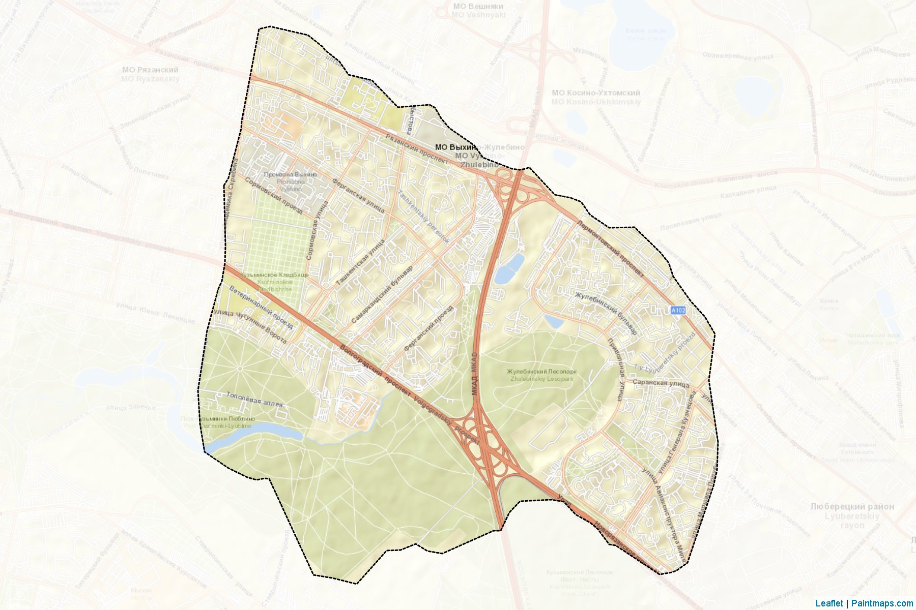 Muestras de recorte de mapas Vykhino-ZHulebino (Moscow)-2