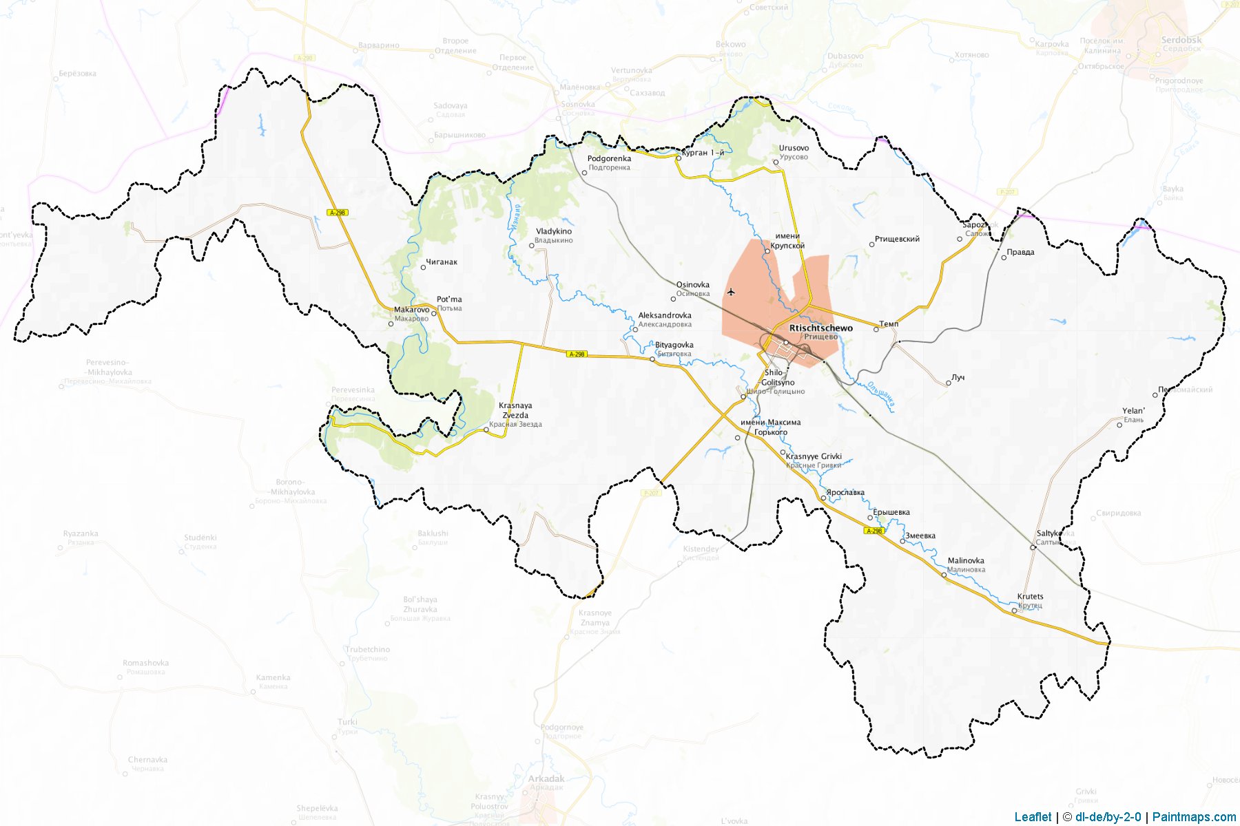 Muestras de recorte de mapas Rtishhevskiy (Saratov)-1