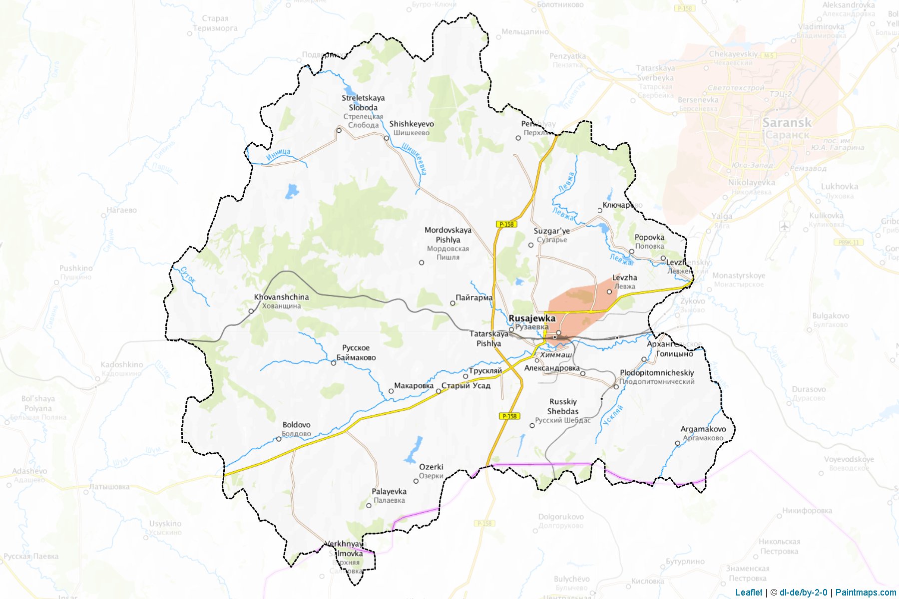 Muestras de recorte de mapas Ruzaevskiy (Mordovia)-1