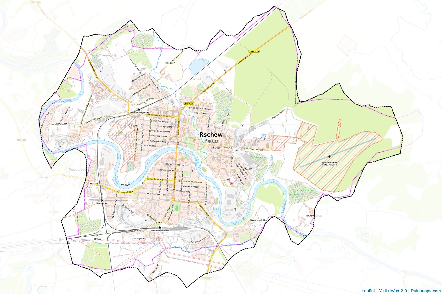 Muestras de recorte de mapas Rzhev (Tver)-1