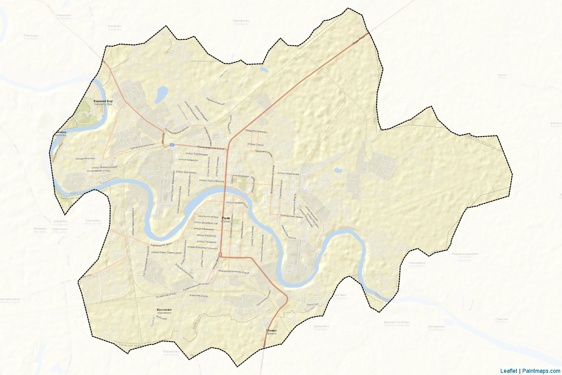 Muestras de recorte de mapas Rzhev (Tver)-2