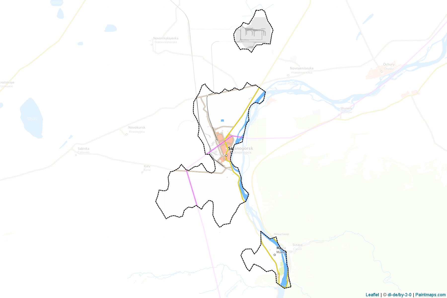 Muestras de recorte de mapas Sajanogorsk (Khakassia)-1