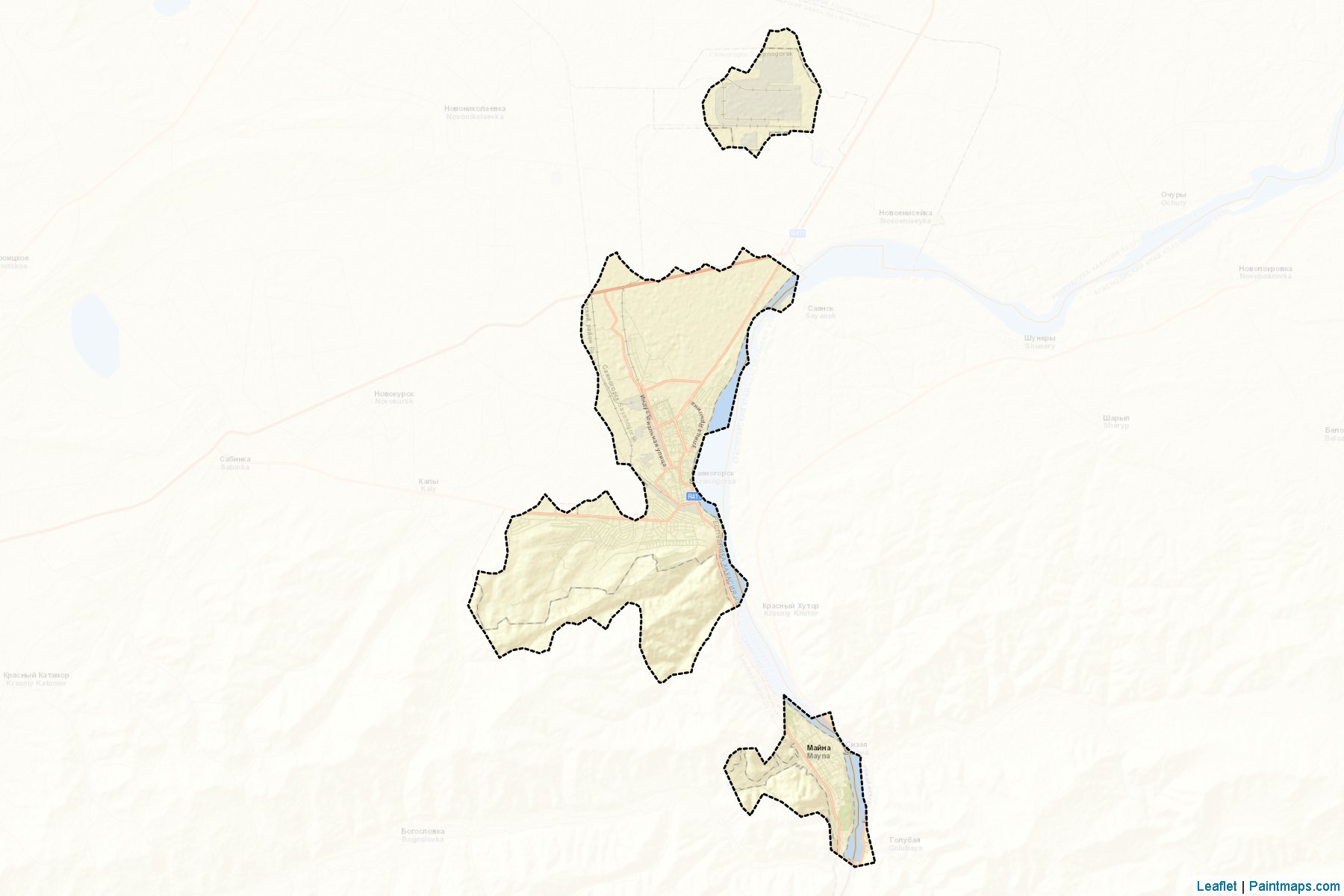 Muestras de recorte de mapas Sajanogorsk (Khakassia)-2