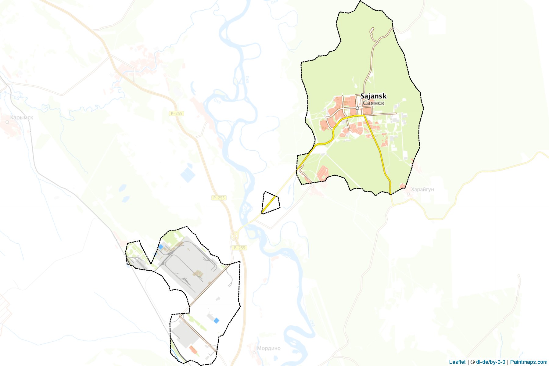 Muestras de recorte de mapas Sajansk (Irkutsk)-1