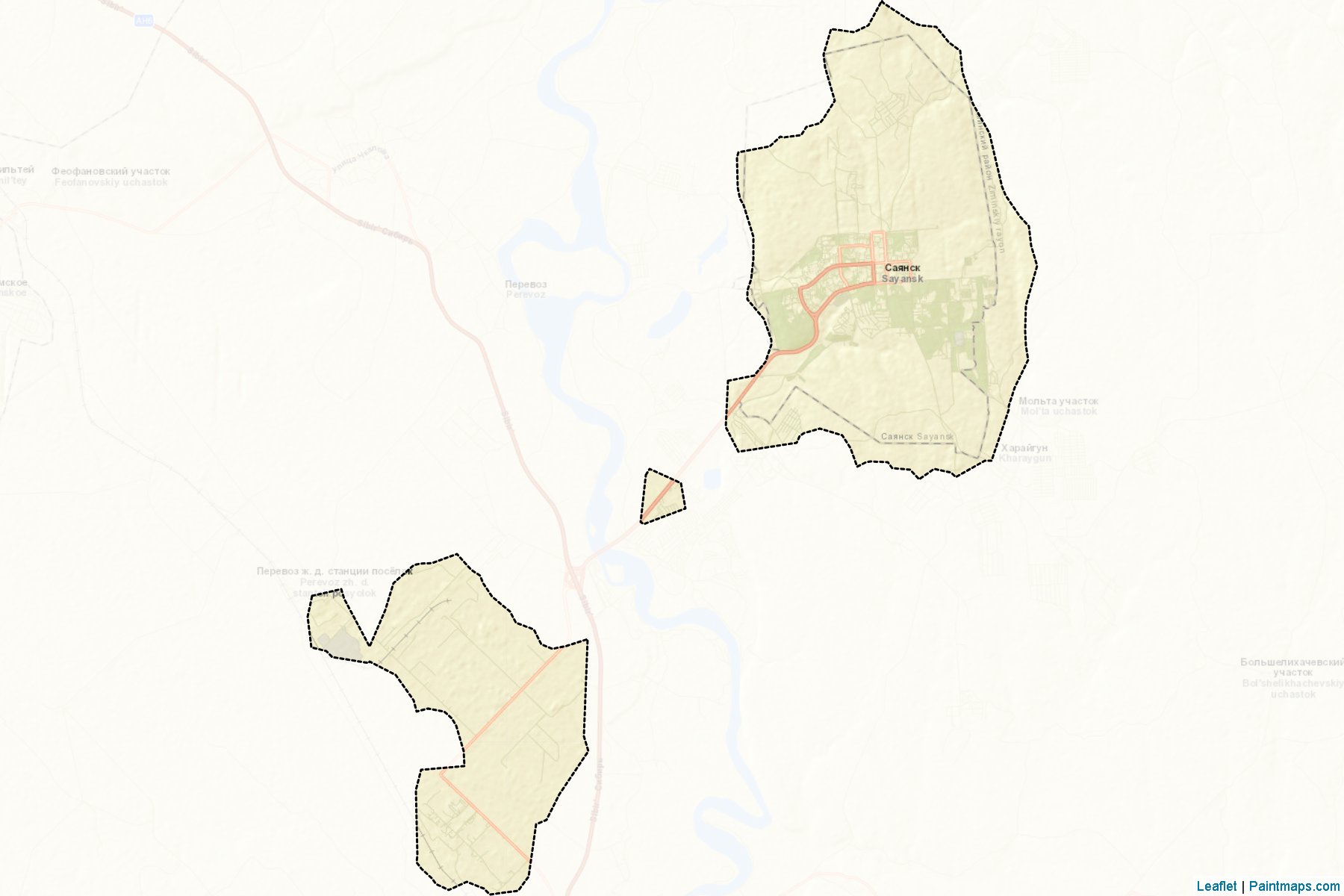 Muestras de recorte de mapas Sajansk (Irkutsk)-2