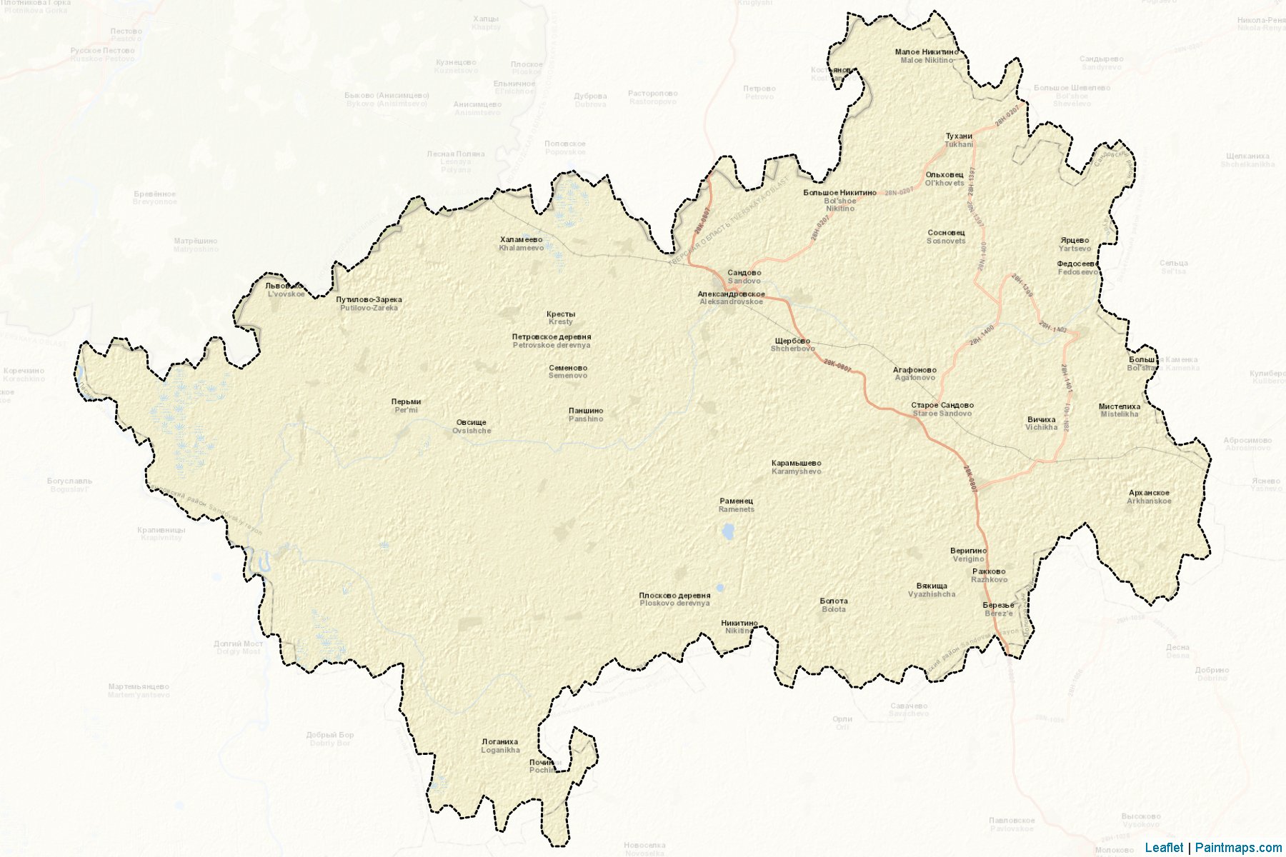 Muestras de recorte de mapas Sandovskiy (Tver)-2