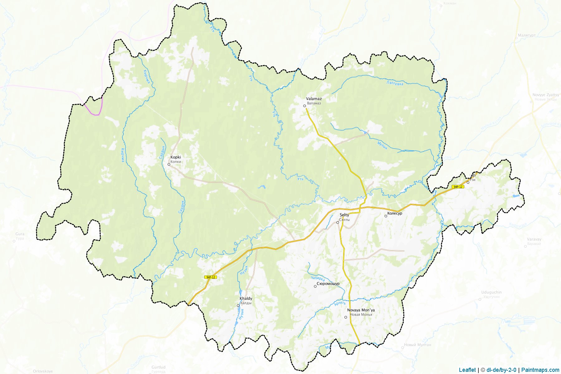 Muestras de recorte de mapas Seltinskiy (Udmurt)-1