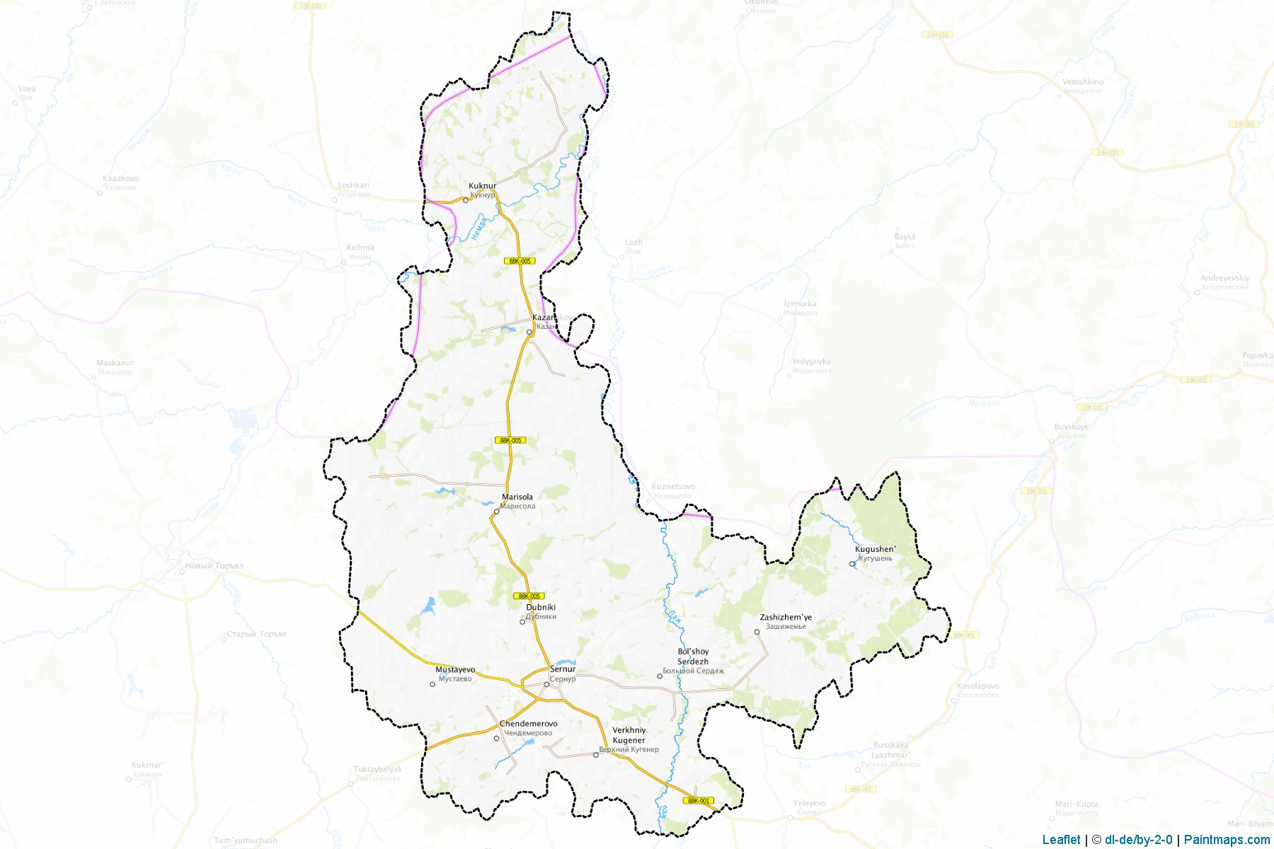 Muestras de recorte de mapas Sernurskiy (Mari El)-1