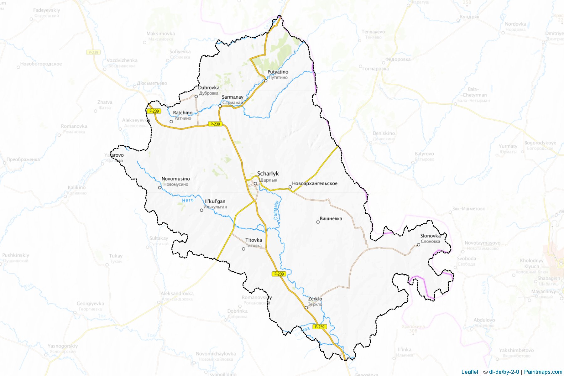 Muestras de recorte de mapas Sharlykskiy (Orenburg)-1