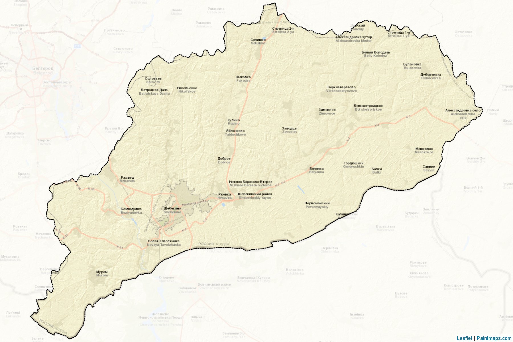 Muestras de recorte de mapas Shebekinskiy (Belgorod)-2