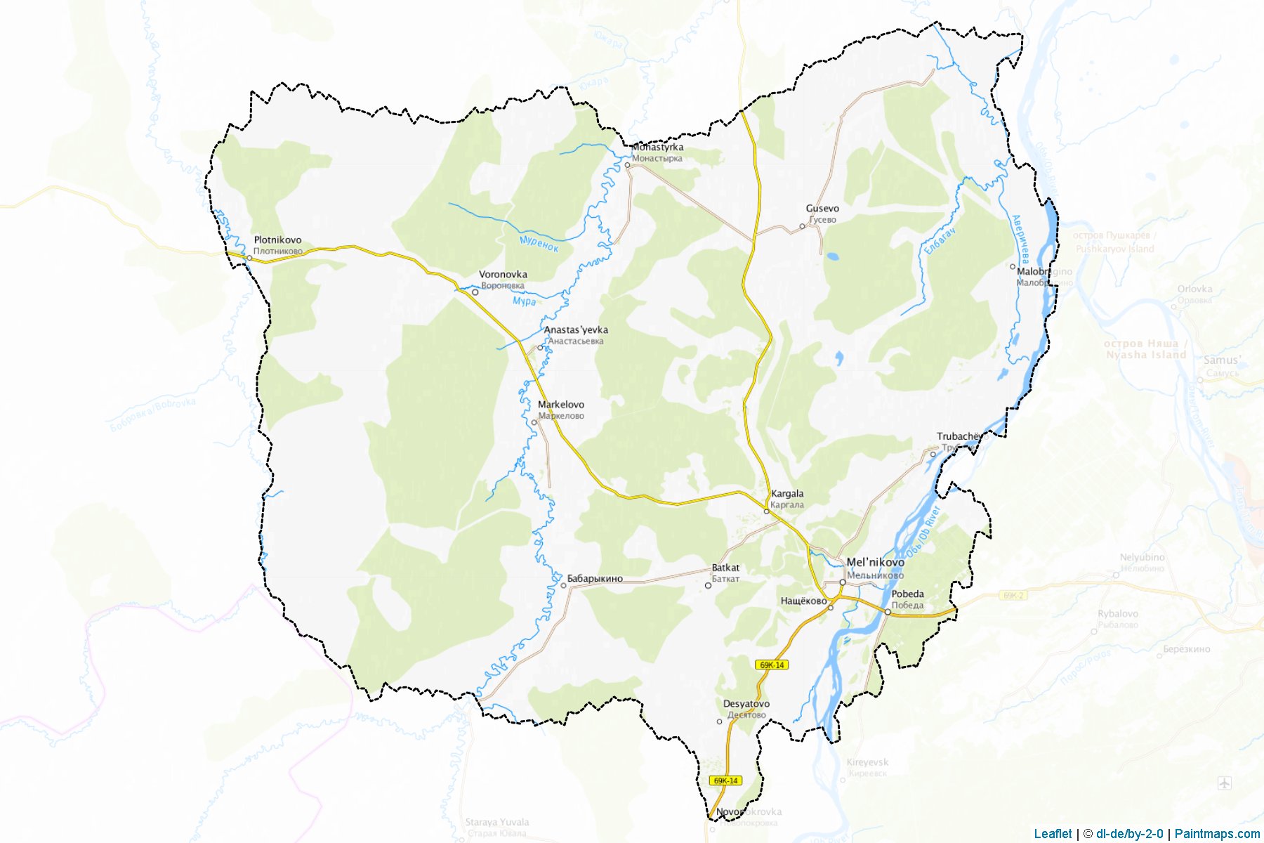 Muestras de recorte de mapas Shegarskiy (Tomsk)-1