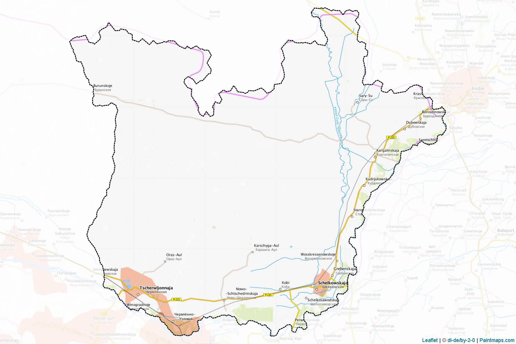 Muestras de recorte de mapas Shelkovskiy (Chechnya)-1