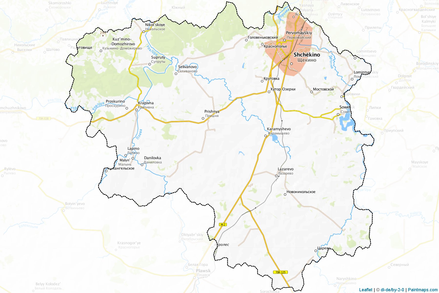 Muestras de recorte de mapas Shchekinskiy (Tula)-1