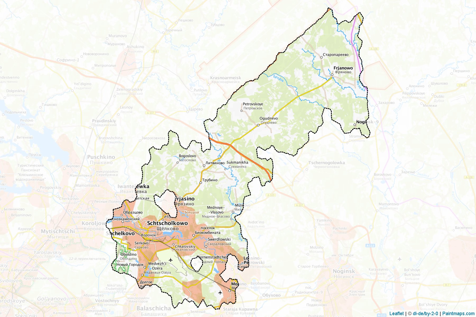 Muestras de recorte de mapas Shhjolkovskiy (Moscow Oblast)-1