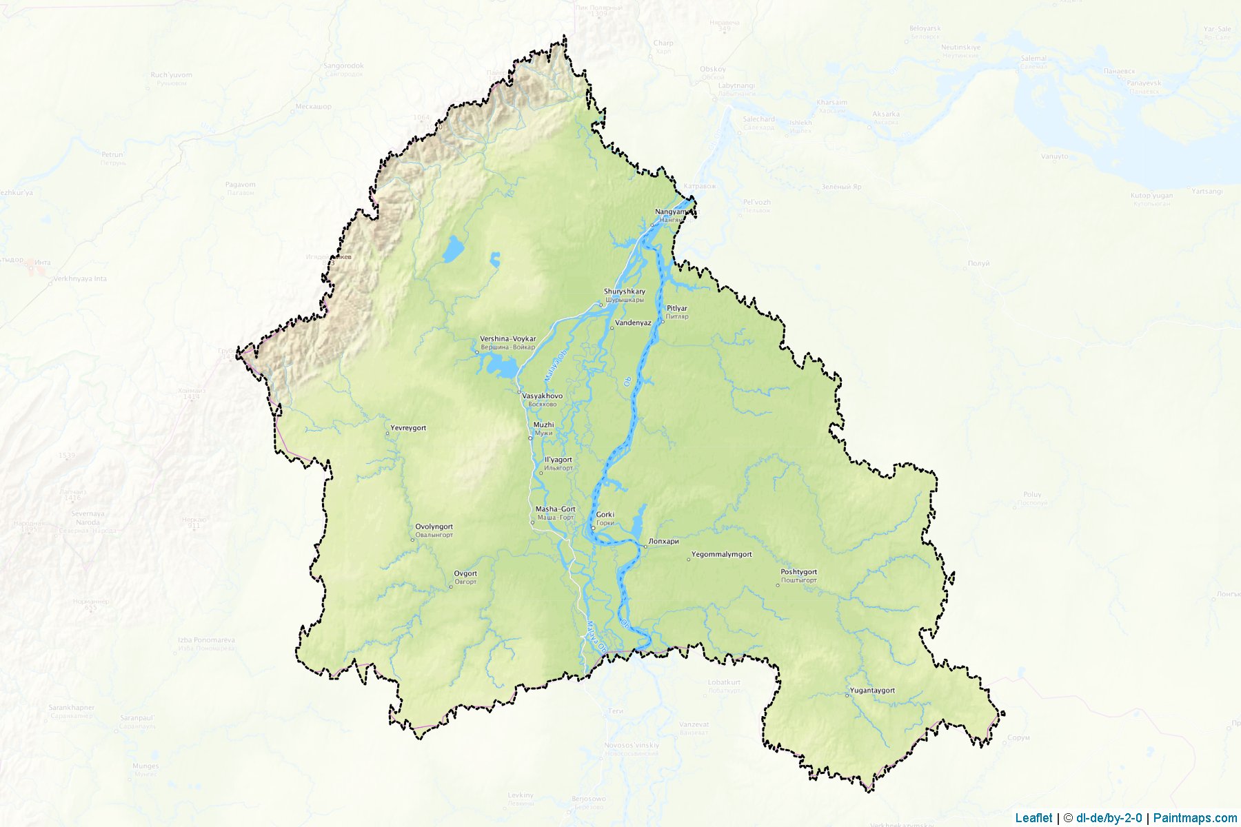 Muestras de recorte de mapas Shuryshkarskiy (Yamalo-Nenets)-1