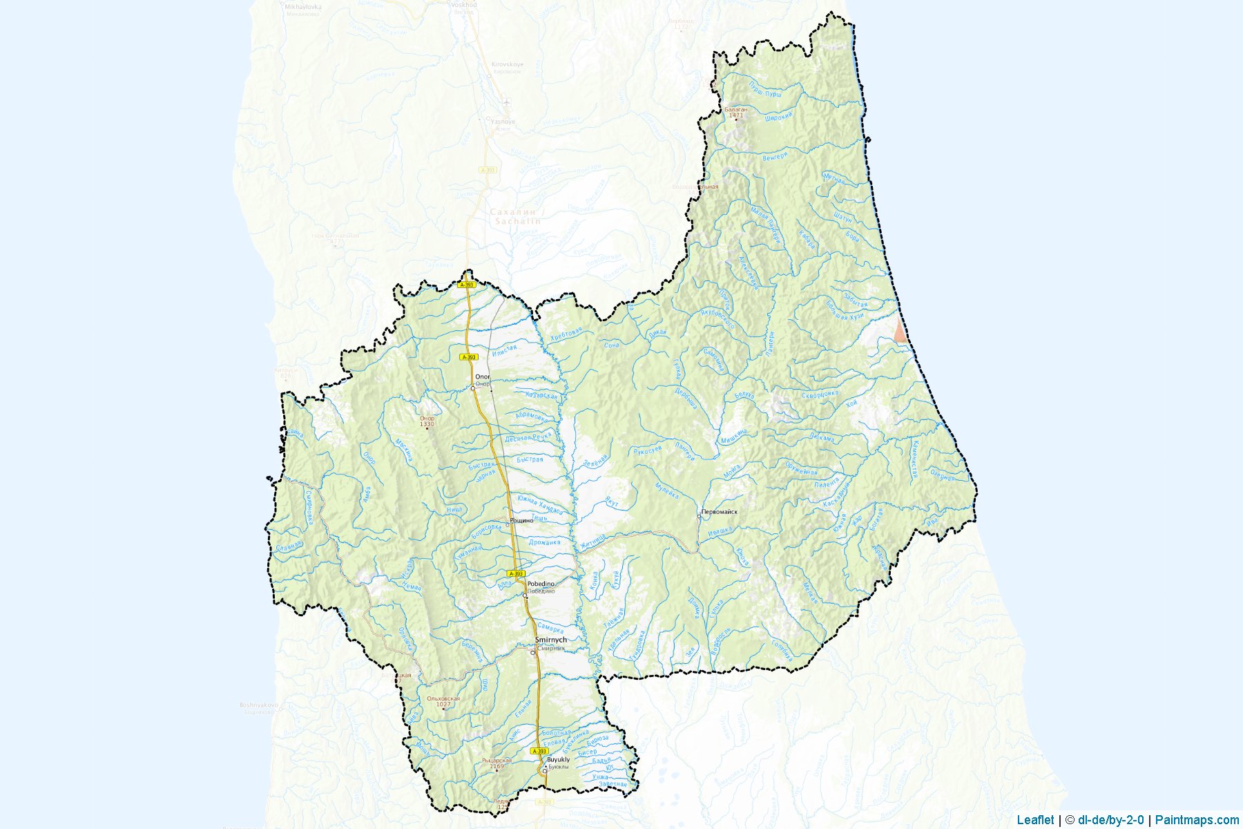 Muestras de recorte de mapas Smirnykhovskiy (Sakhalin)-1