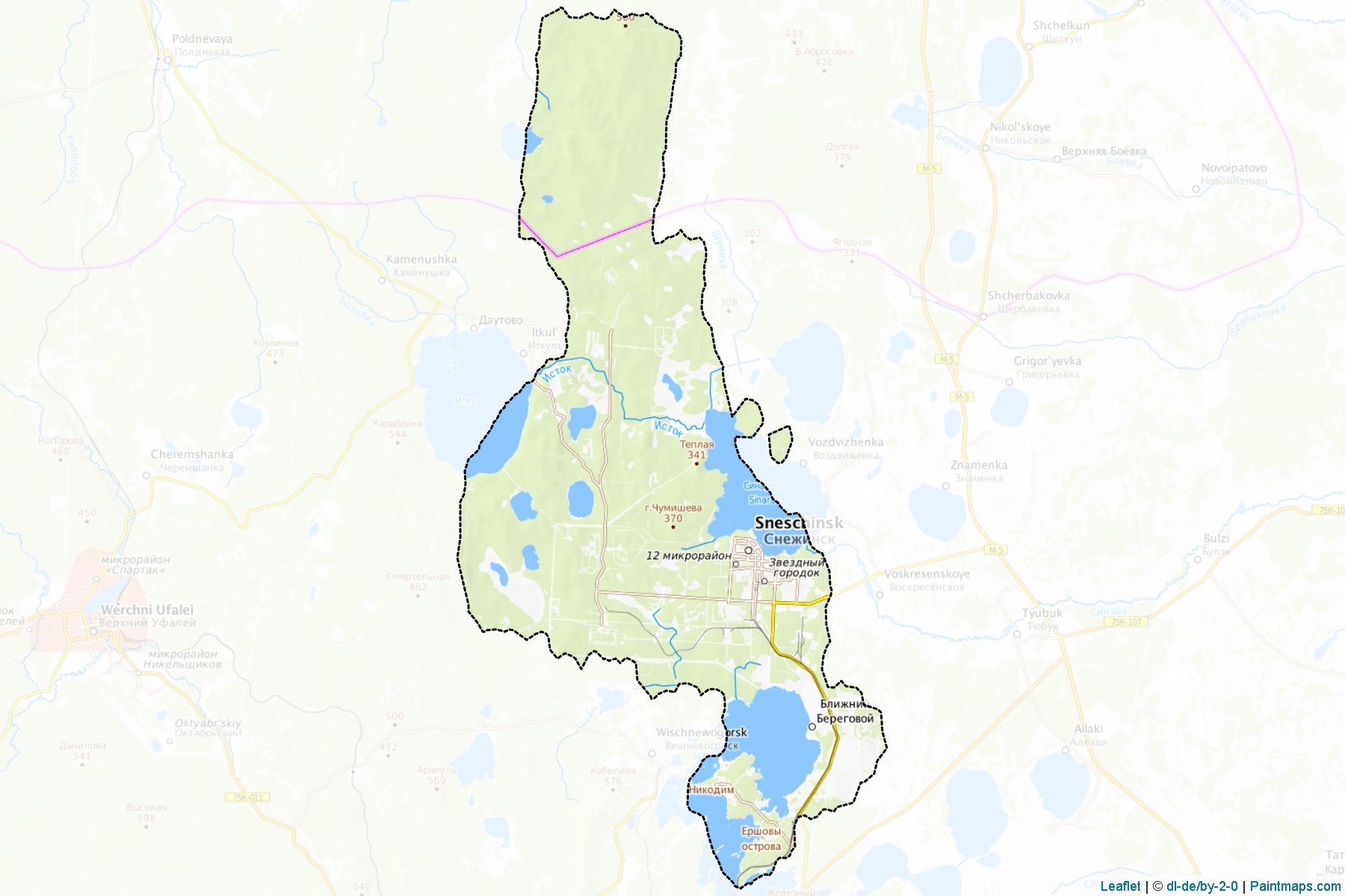 Muestras de recorte de mapas Snezhinskiy (Chelyabinsk)-1