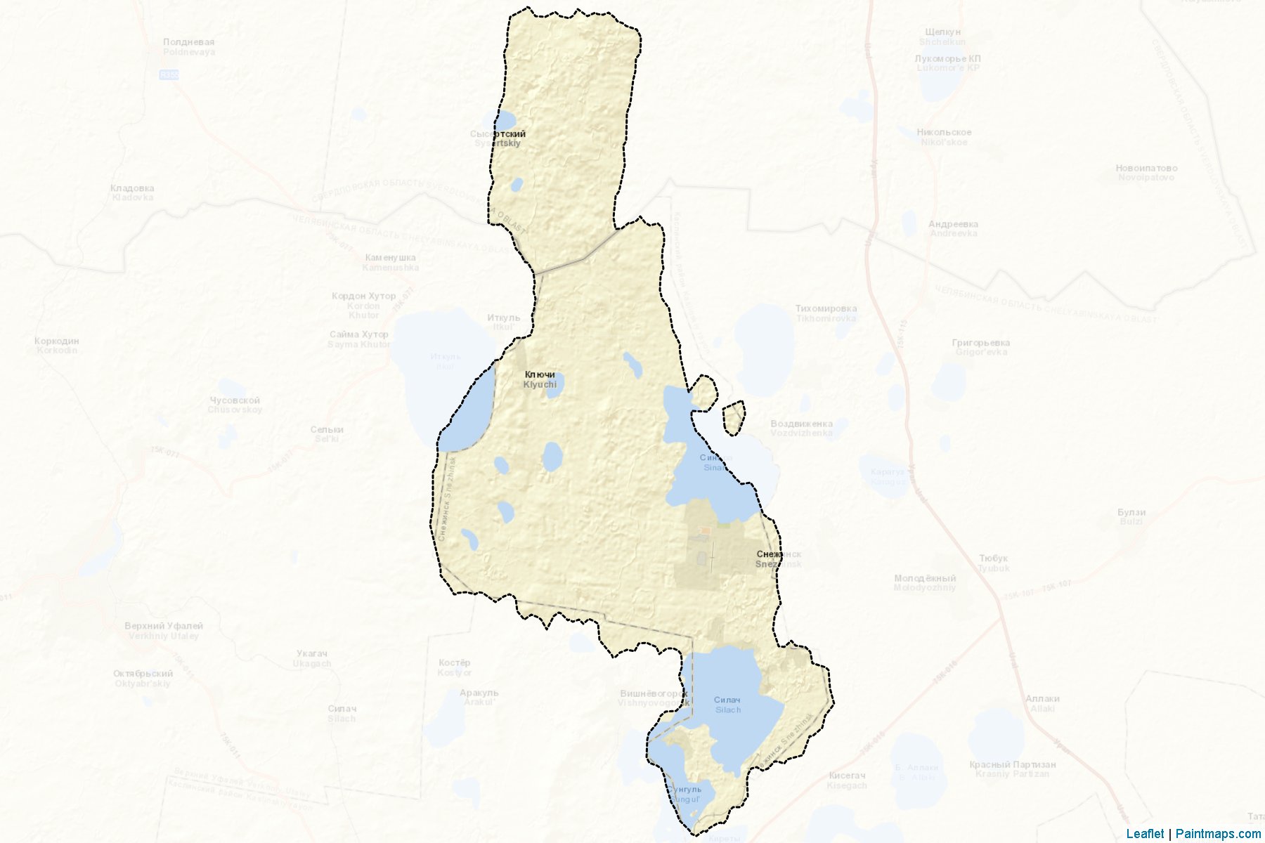 Muestras de recorte de mapas Snezhinskiy (Chelyabinsk)-2