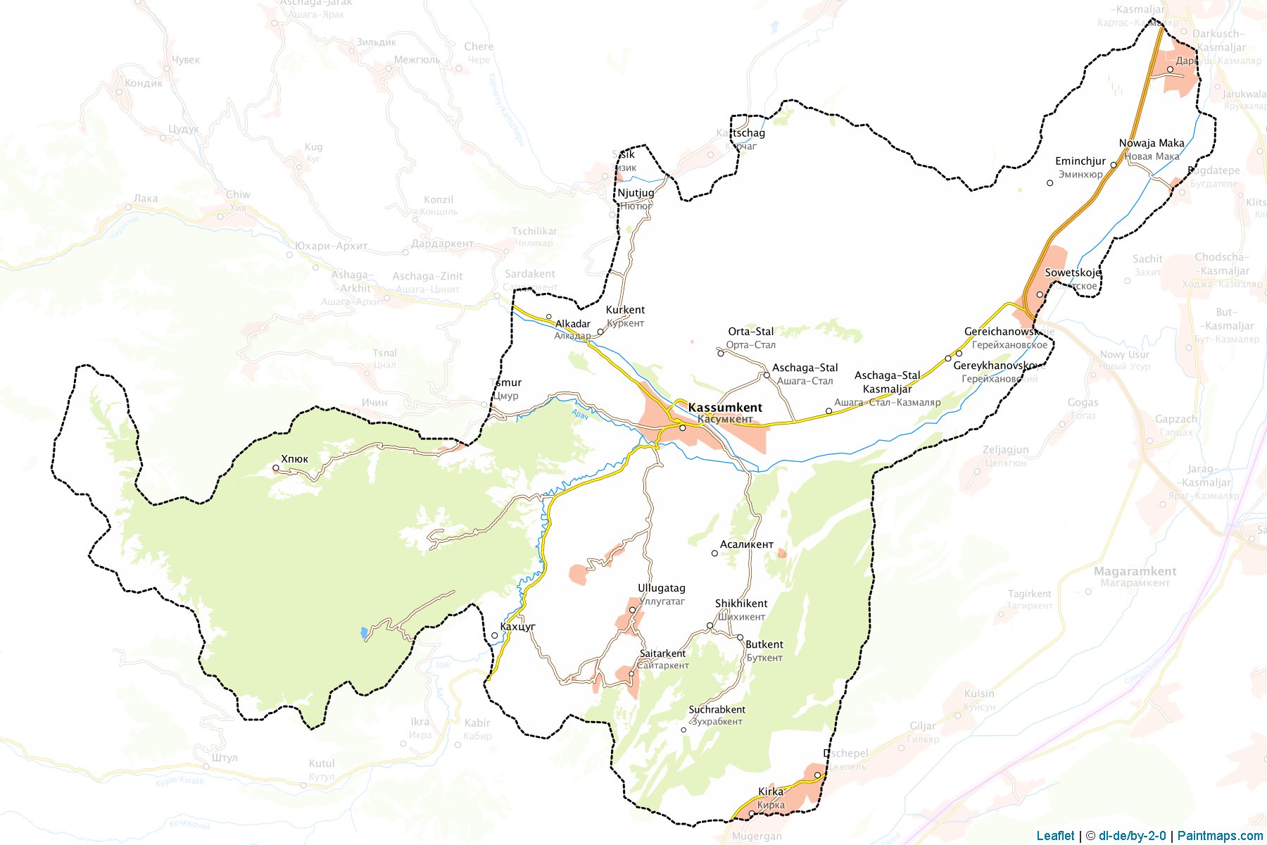 Muestras de recorte de mapas Sulejman-Stal'skiy (Dagestan)-1