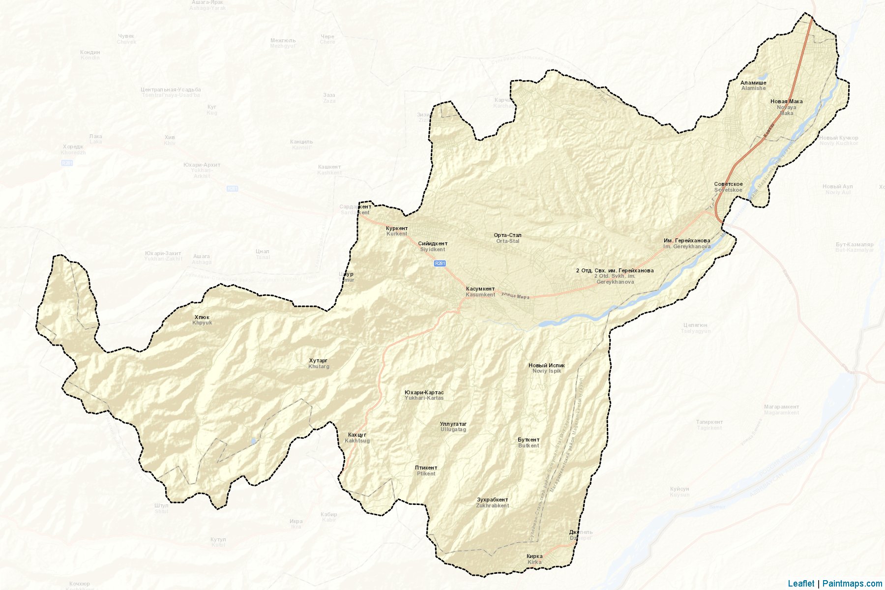 Muestras de recorte de mapas Sulejman-Stal'skiy (Dagestan)-2