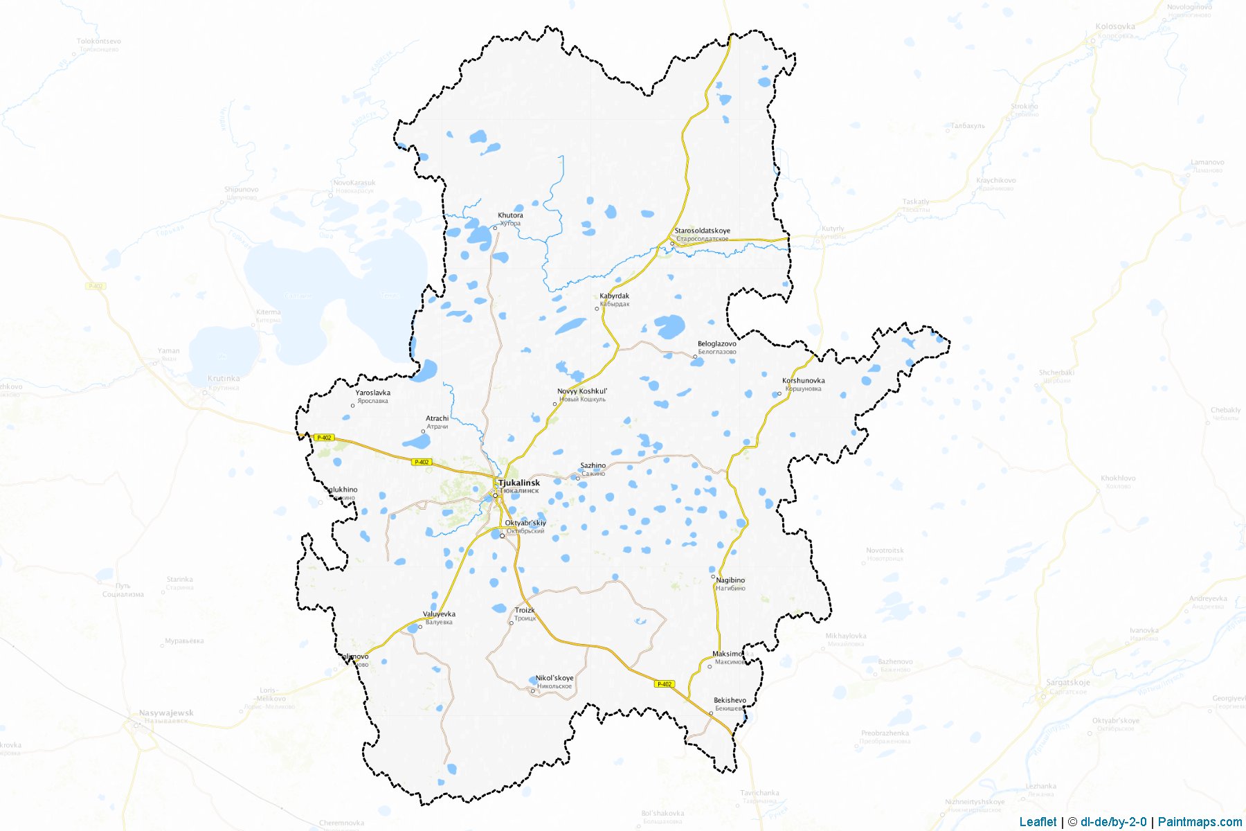 Muestras de recorte de mapas Tjukalinskiy (Omsk)-1