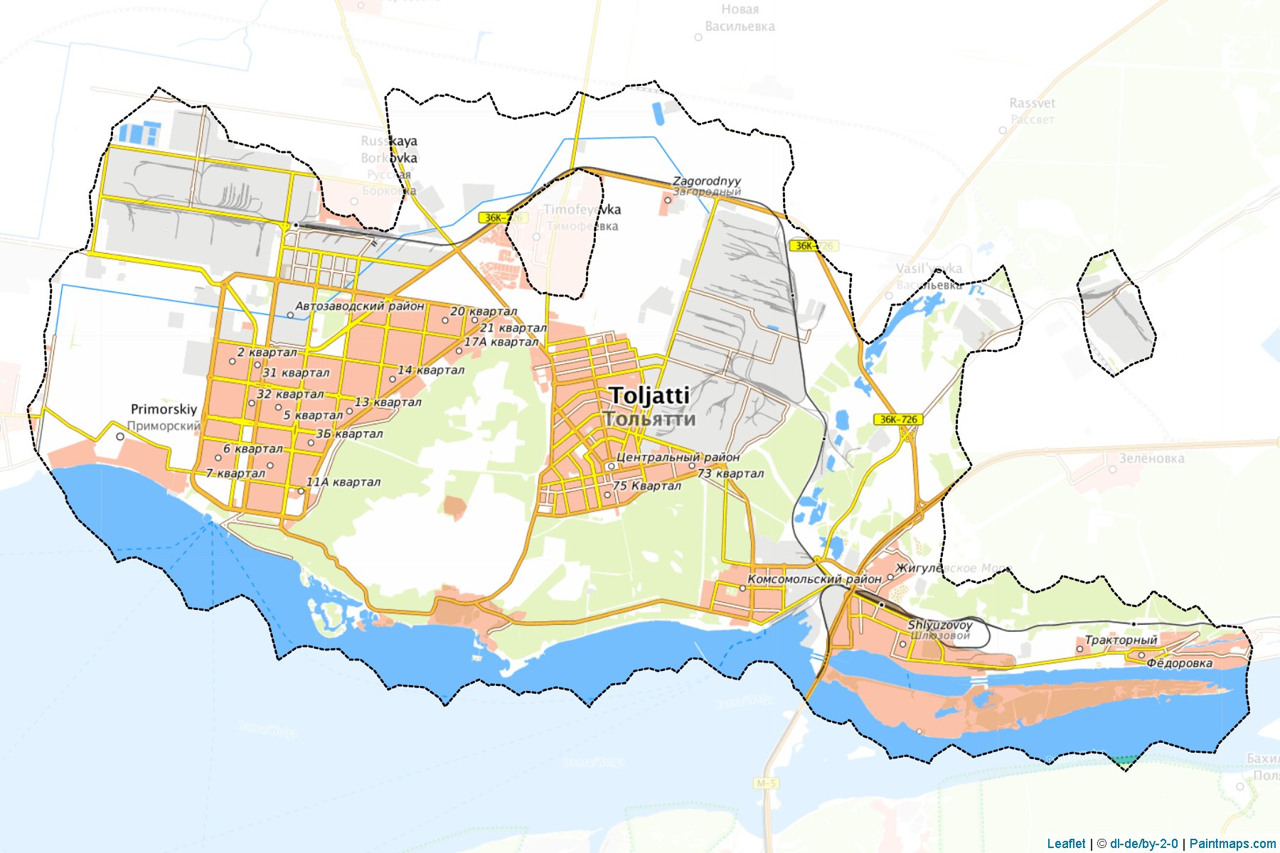 Muestras de recorte de mapas Tol'jatti (Samara)-1