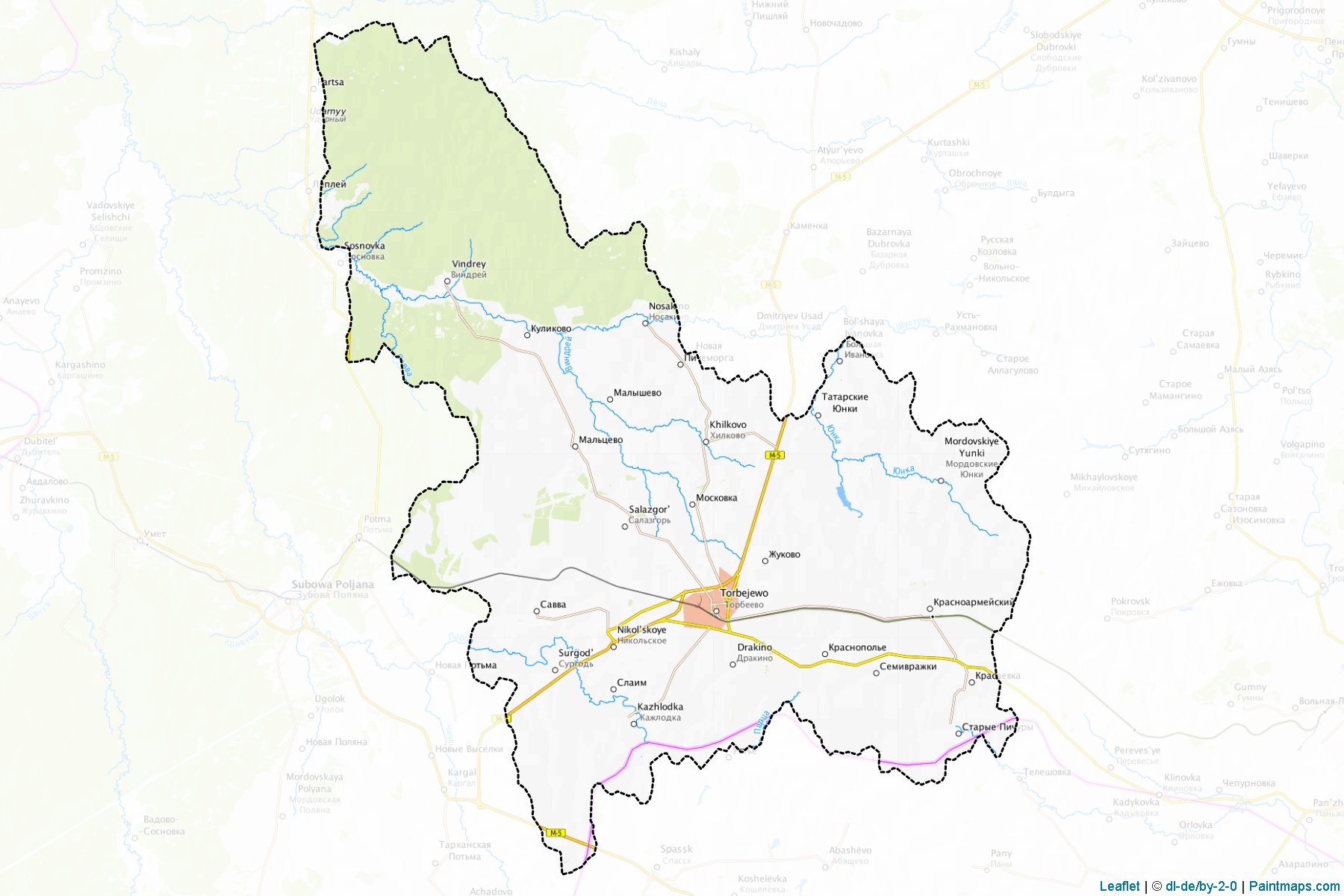 Muestras de recorte de mapas Torbeevskiy (Mordovia)-1