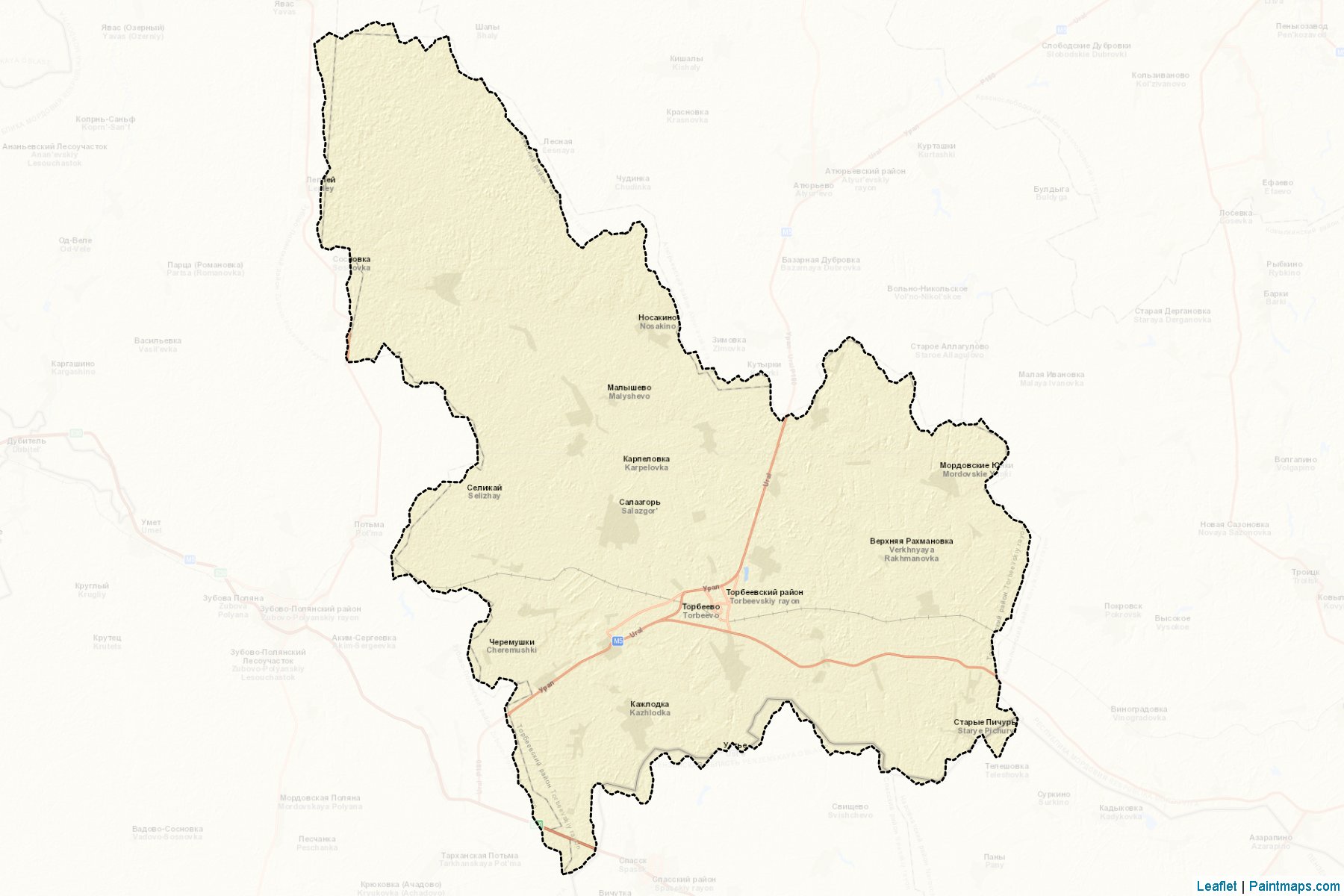 Muestras de recorte de mapas Torbeevskiy (Mordovia)-2