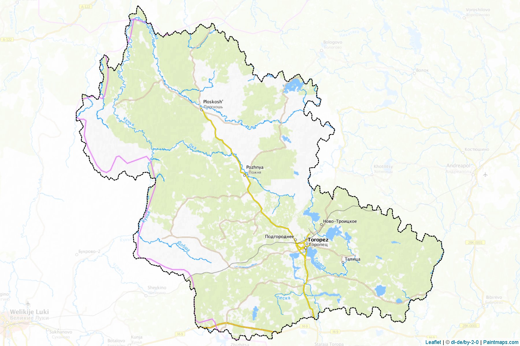 Muestras de recorte de mapas Toropeckij (Tver)-1