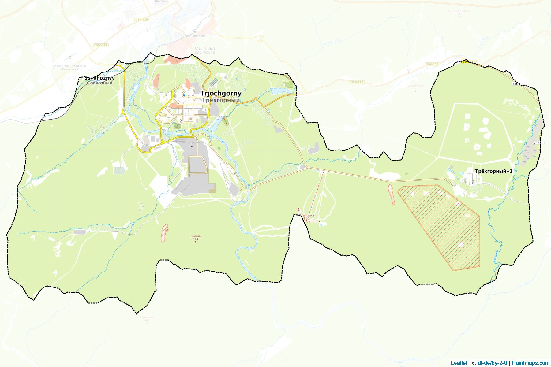 Trekhgornyj (Chelyabinsk) Map Cropping Samples-1