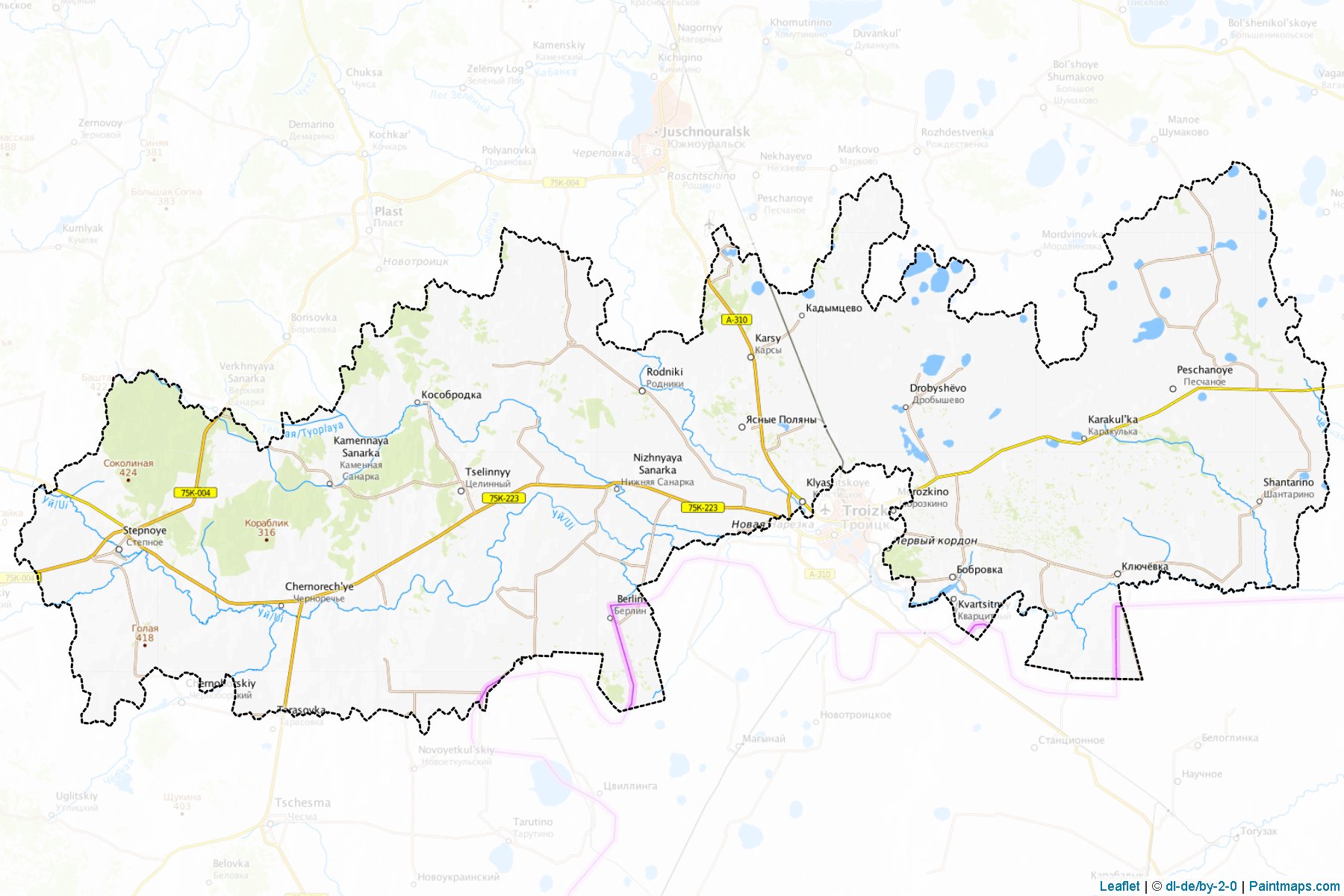 Muestras de recorte de mapas Troickij (Chelyabinsk)-1