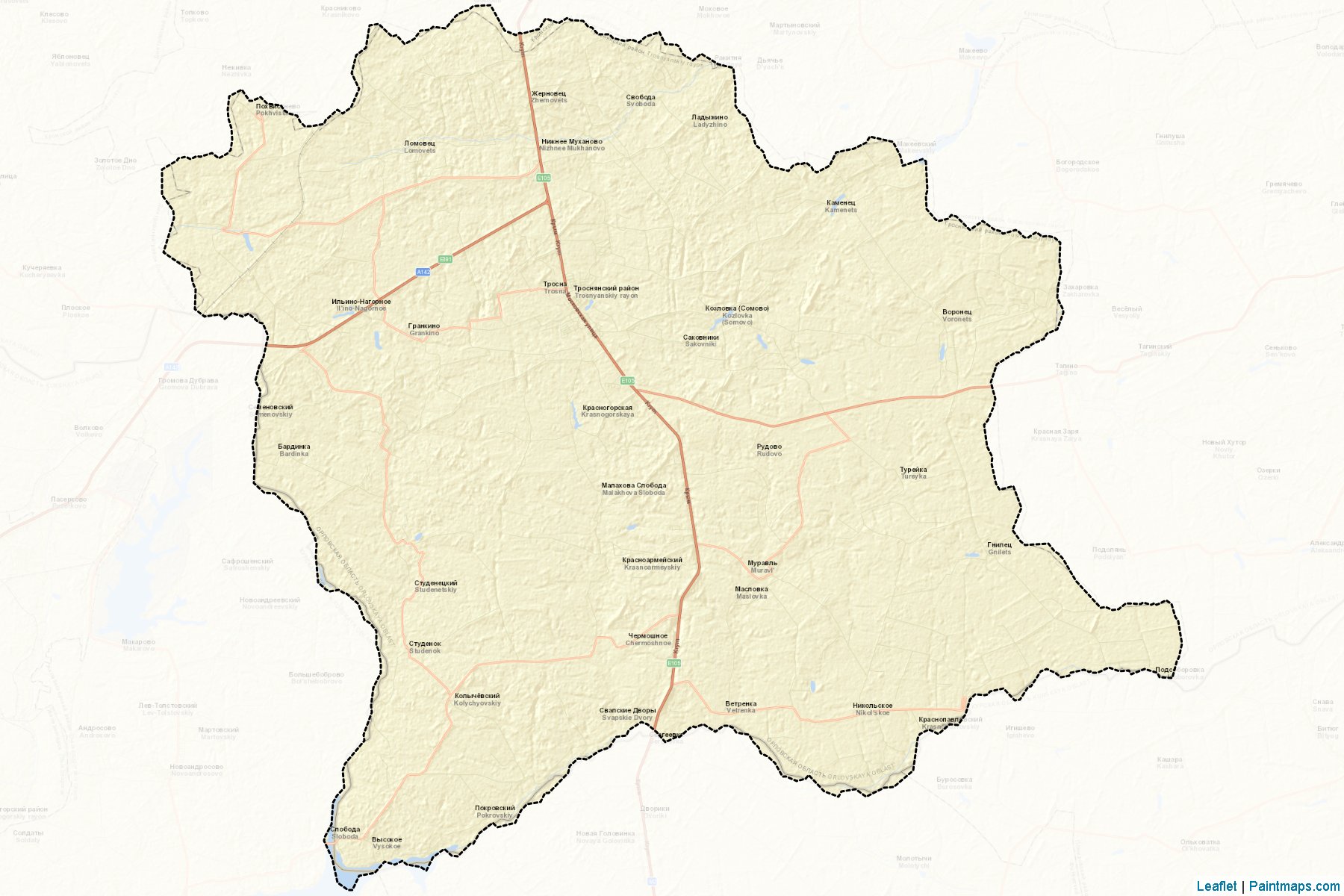 Muestras de recorte de mapas Trosnjanskiy (Oryol)-2