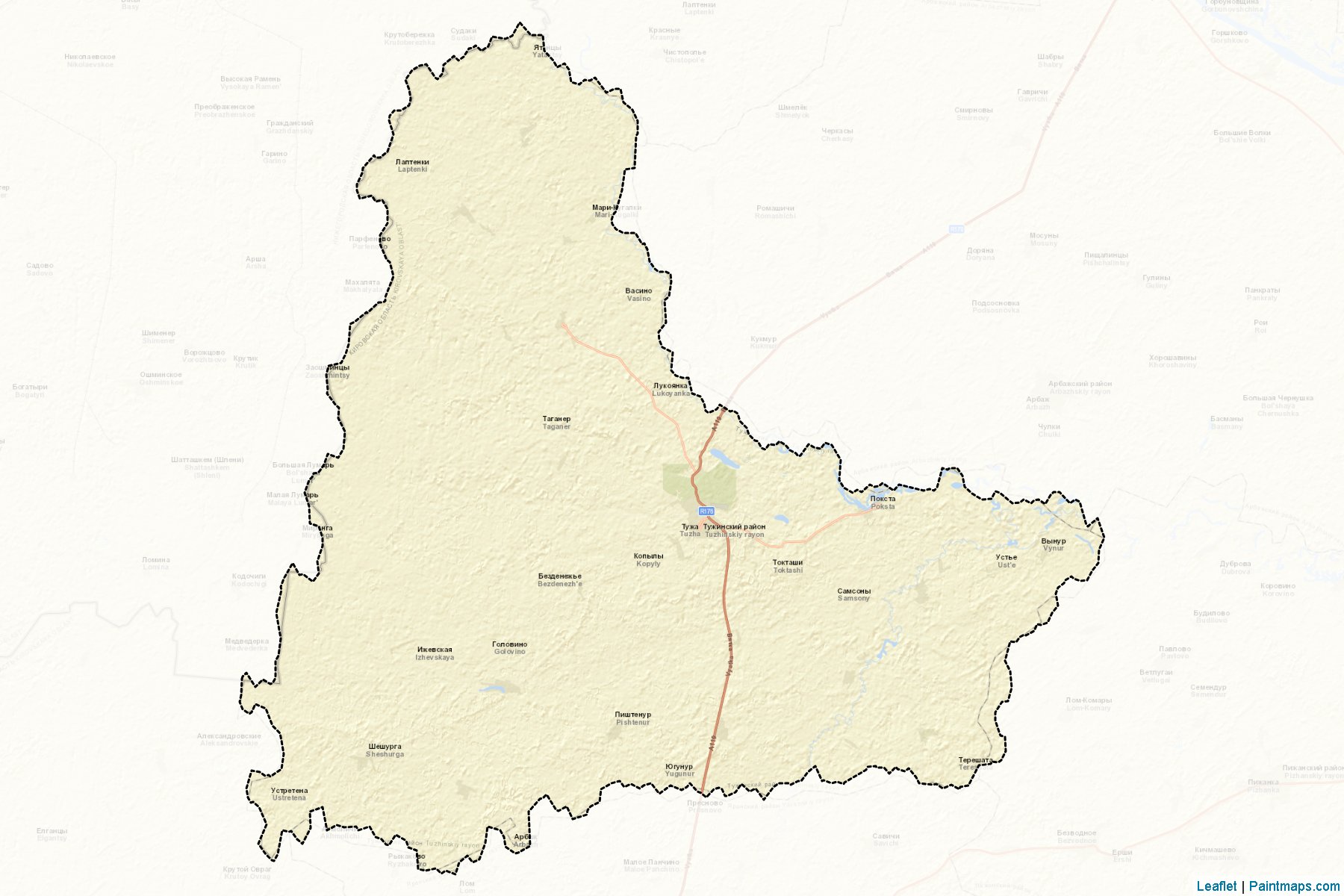 Muestras de recorte de mapas Tuzhinskiy (Kirov)-2