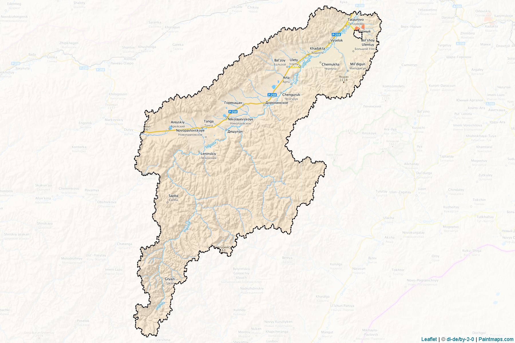 Muestras de recorte de mapas Uletovskiy (Zabaykalsky)-1