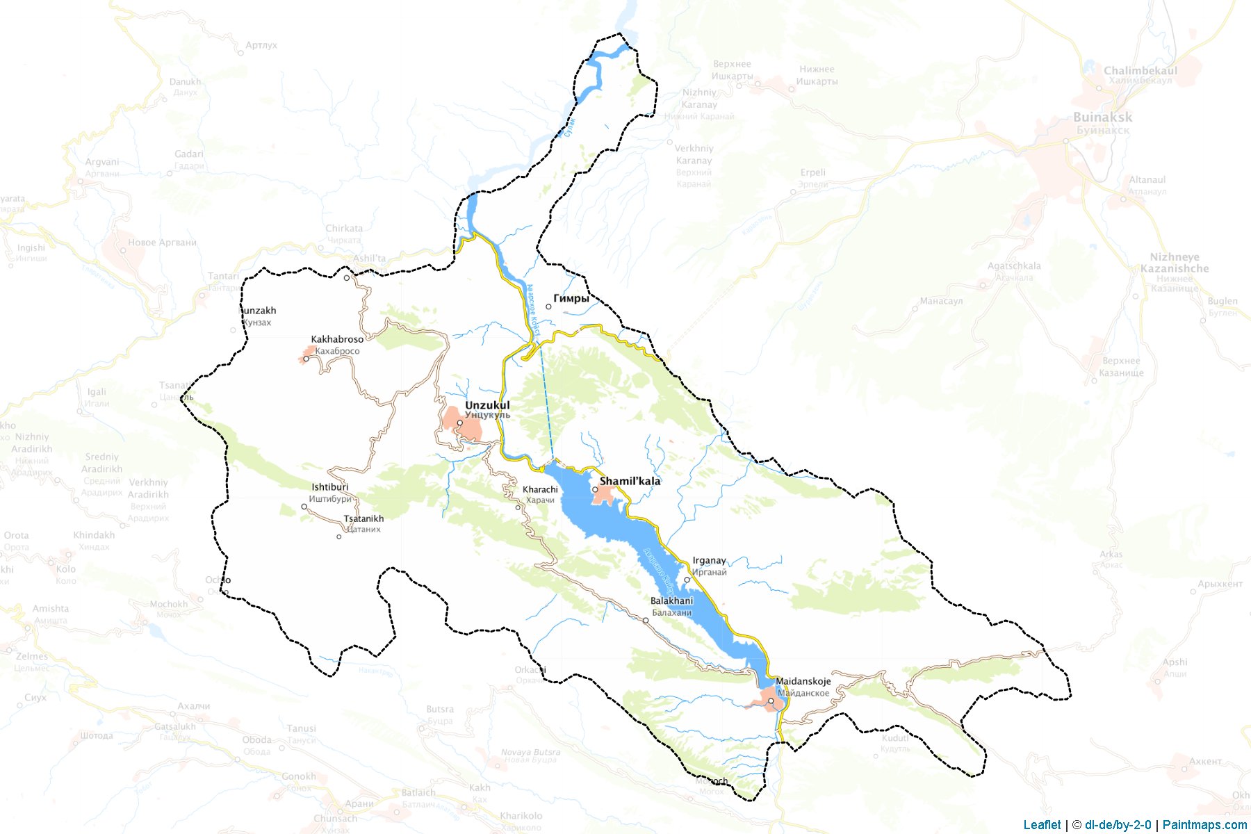 Muestras de recorte de mapas Uncukul'skiy (Dagestan)-1