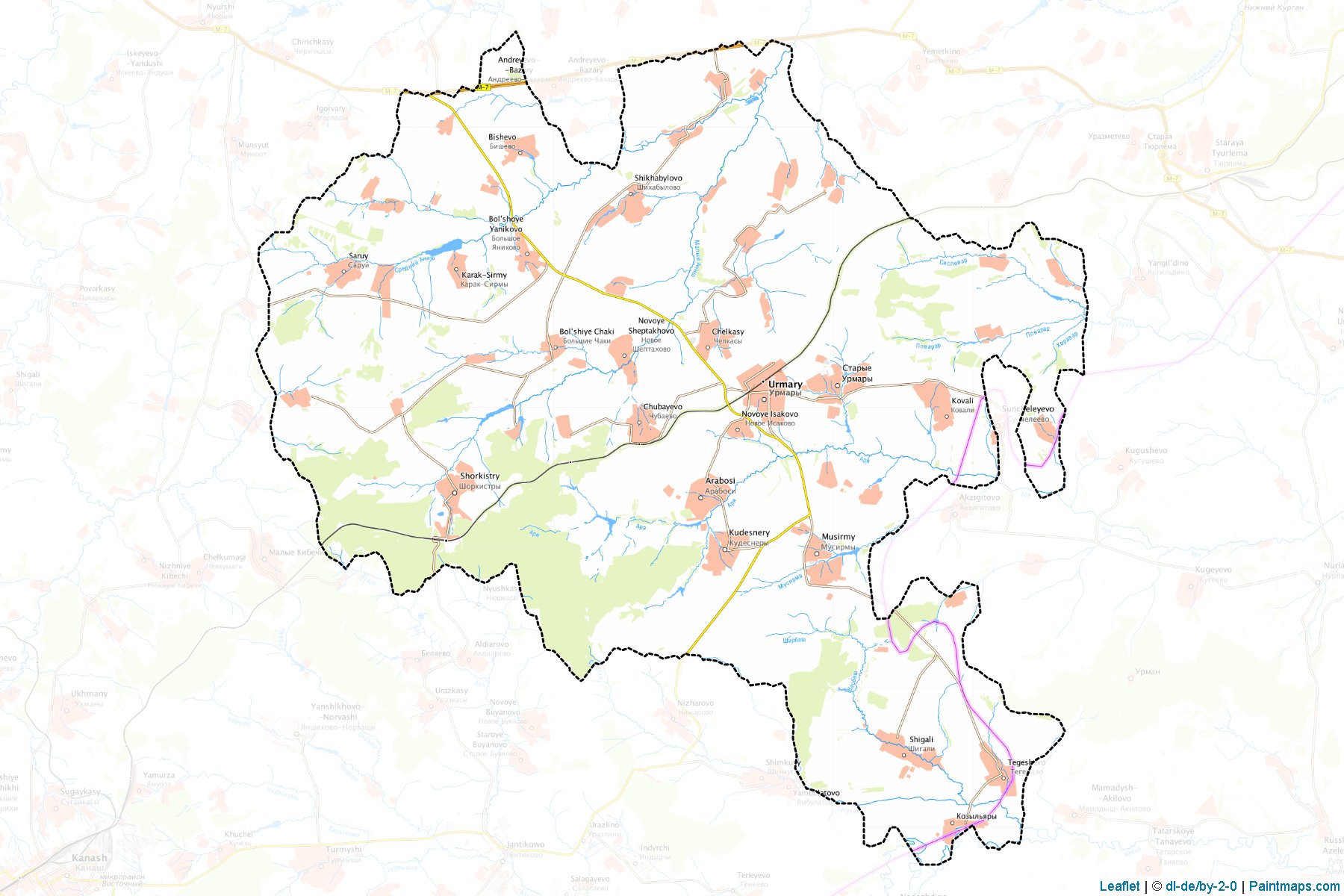 Muestras de recorte de mapas Urmarskiy (Chuvash)-1