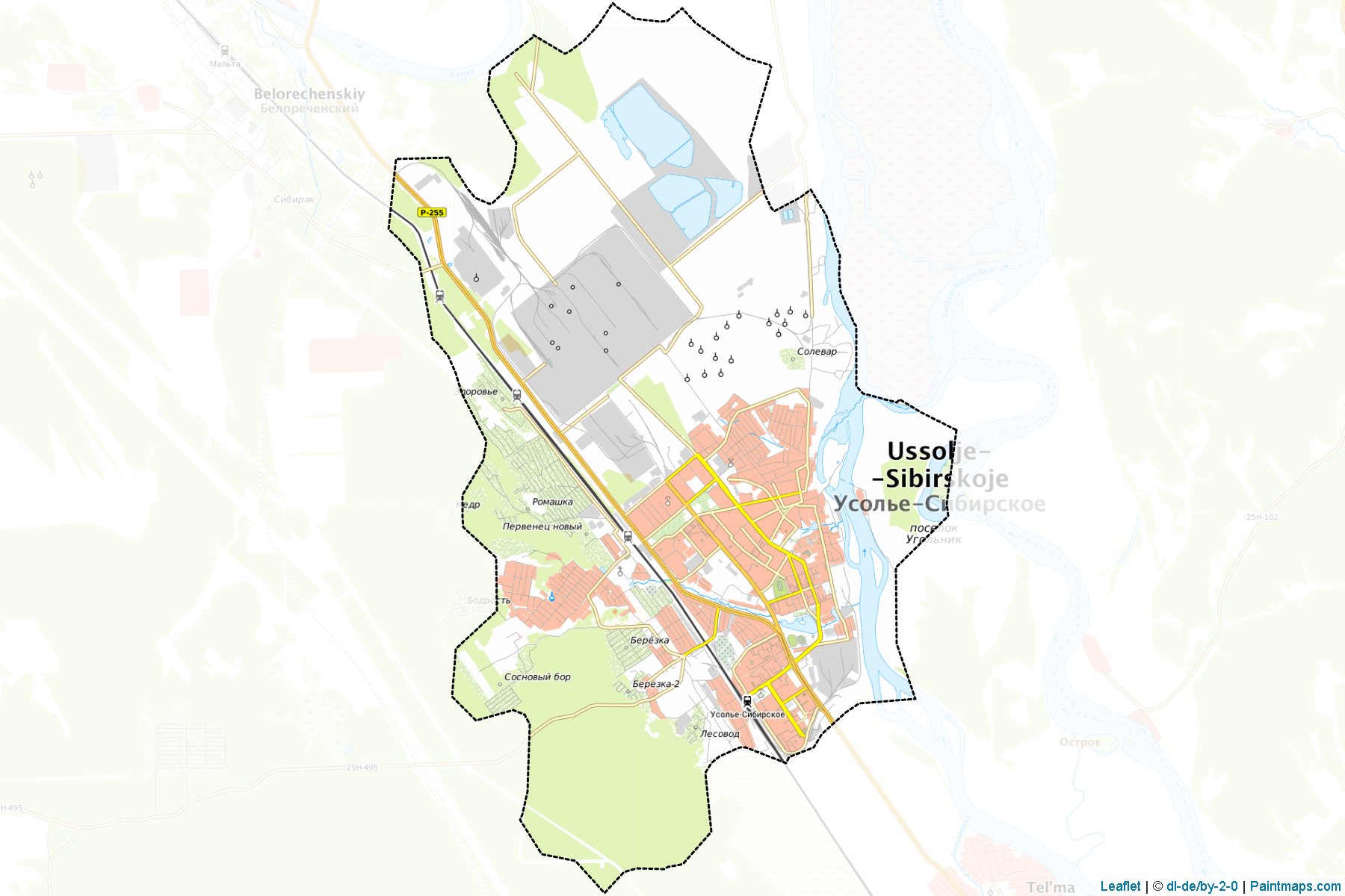 Muestras de recorte de mapas Usol'e Sibirskoe (Irkutsk)-1