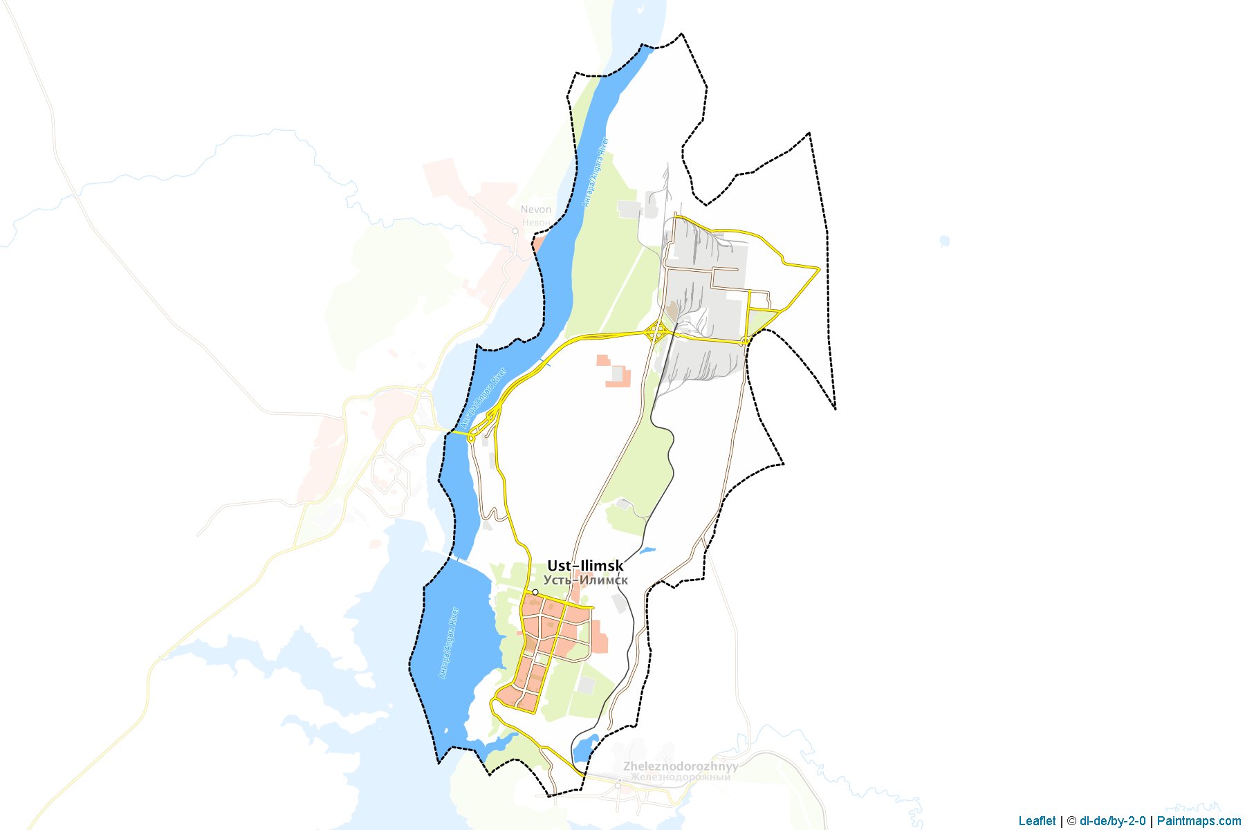 Muestras de recorte de mapas Ust'-Ilimsk (Irkutsk)-1