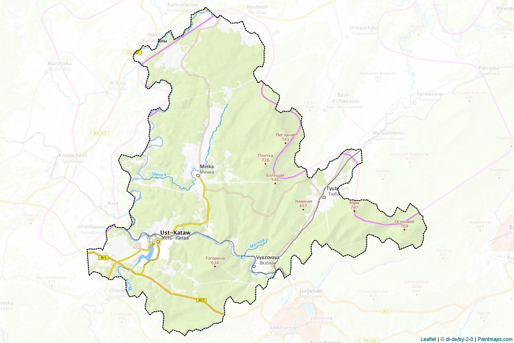 Muestras de recorte de mapas Ust'-Katavskiy (Chelyabinsk)-1