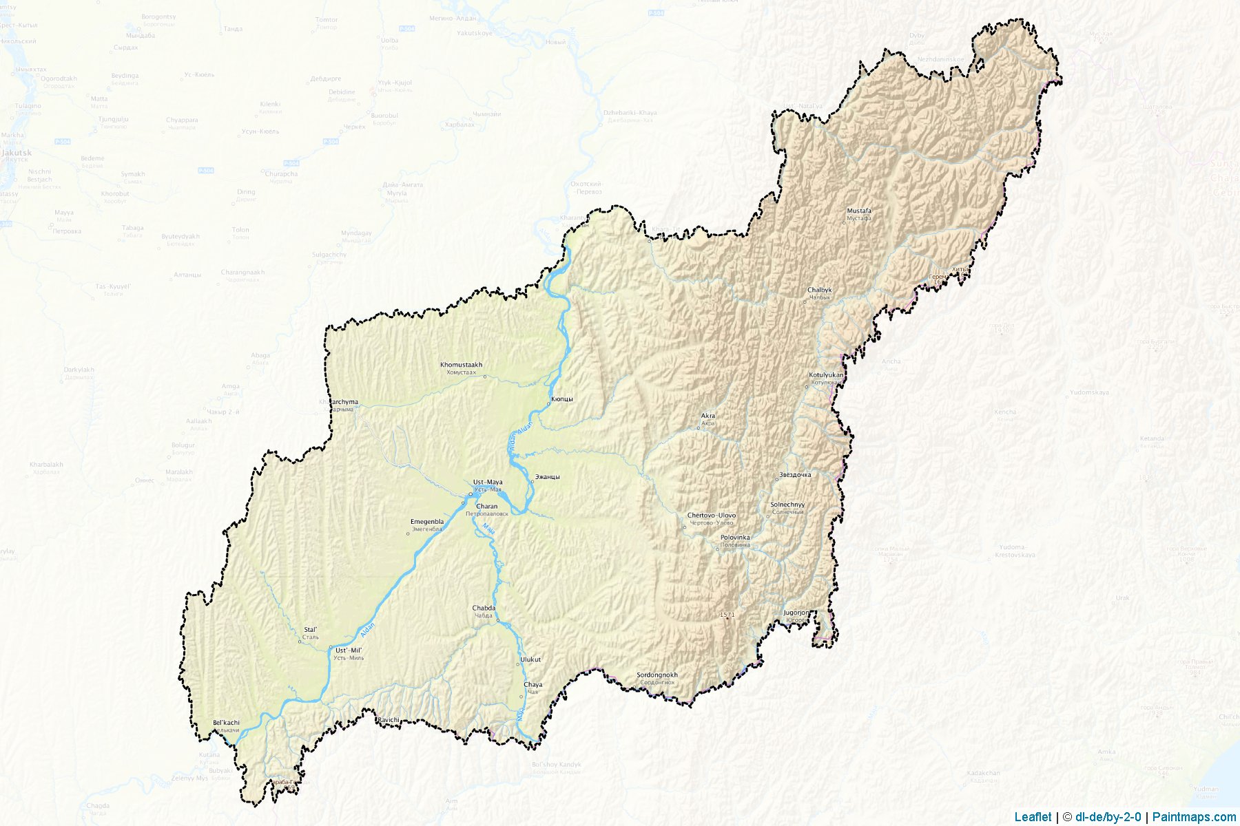 Muestras de recorte de mapas Ust'-Majskiy (Sakha)-1