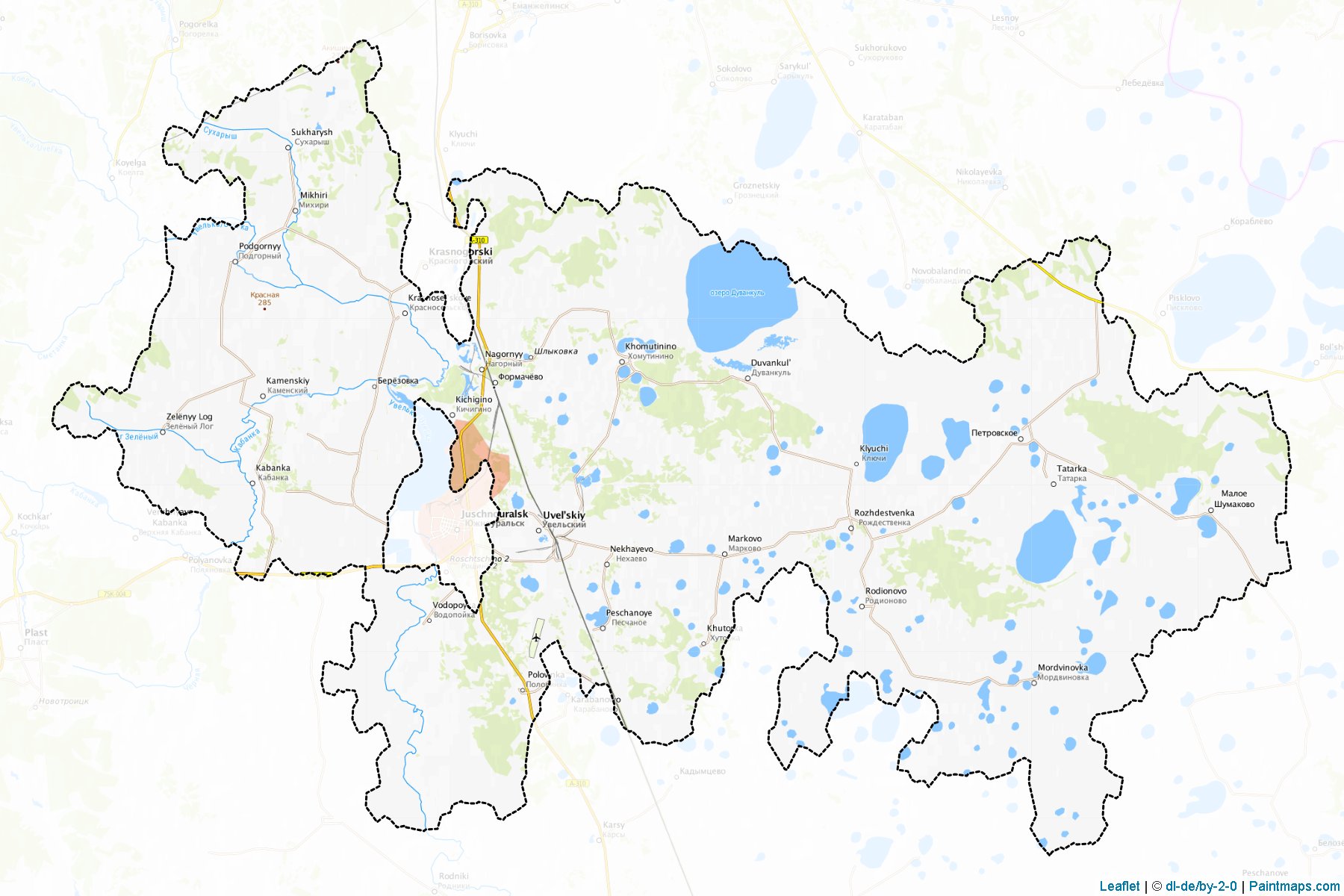 Muestras de recorte de mapas Uvel'skiy (Chelyabinsk)-1