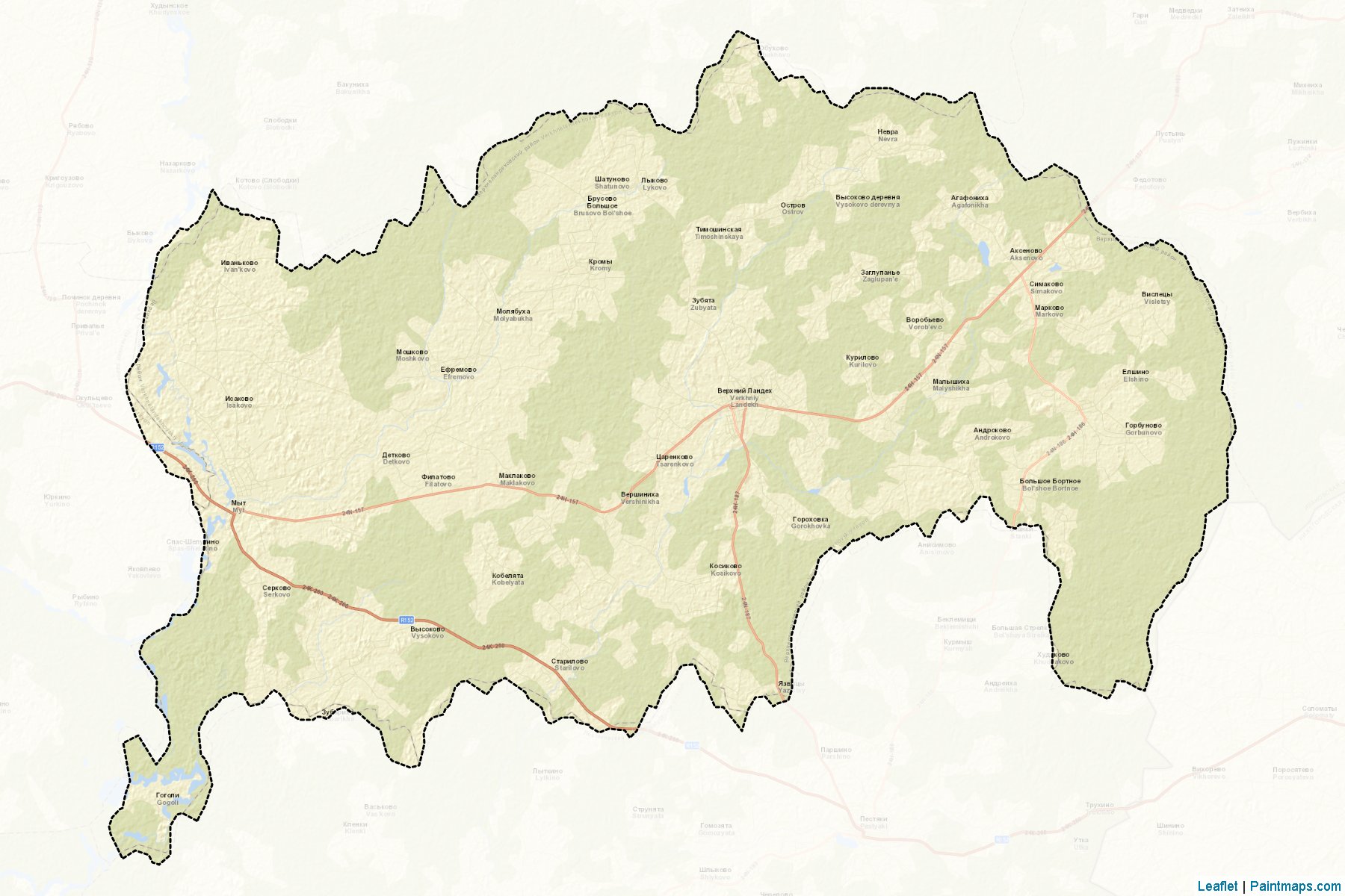 Muestras de recorte de mapas Verkhnelandekhovskiy (Ivanovo)-2