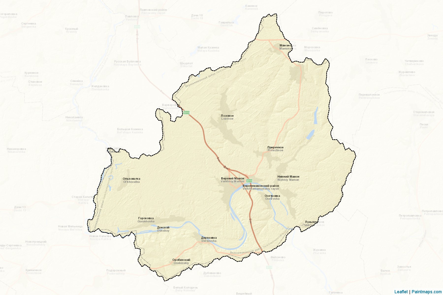 Muestras de recorte de mapas Verkhnemamonskiy (Voronezh)-2