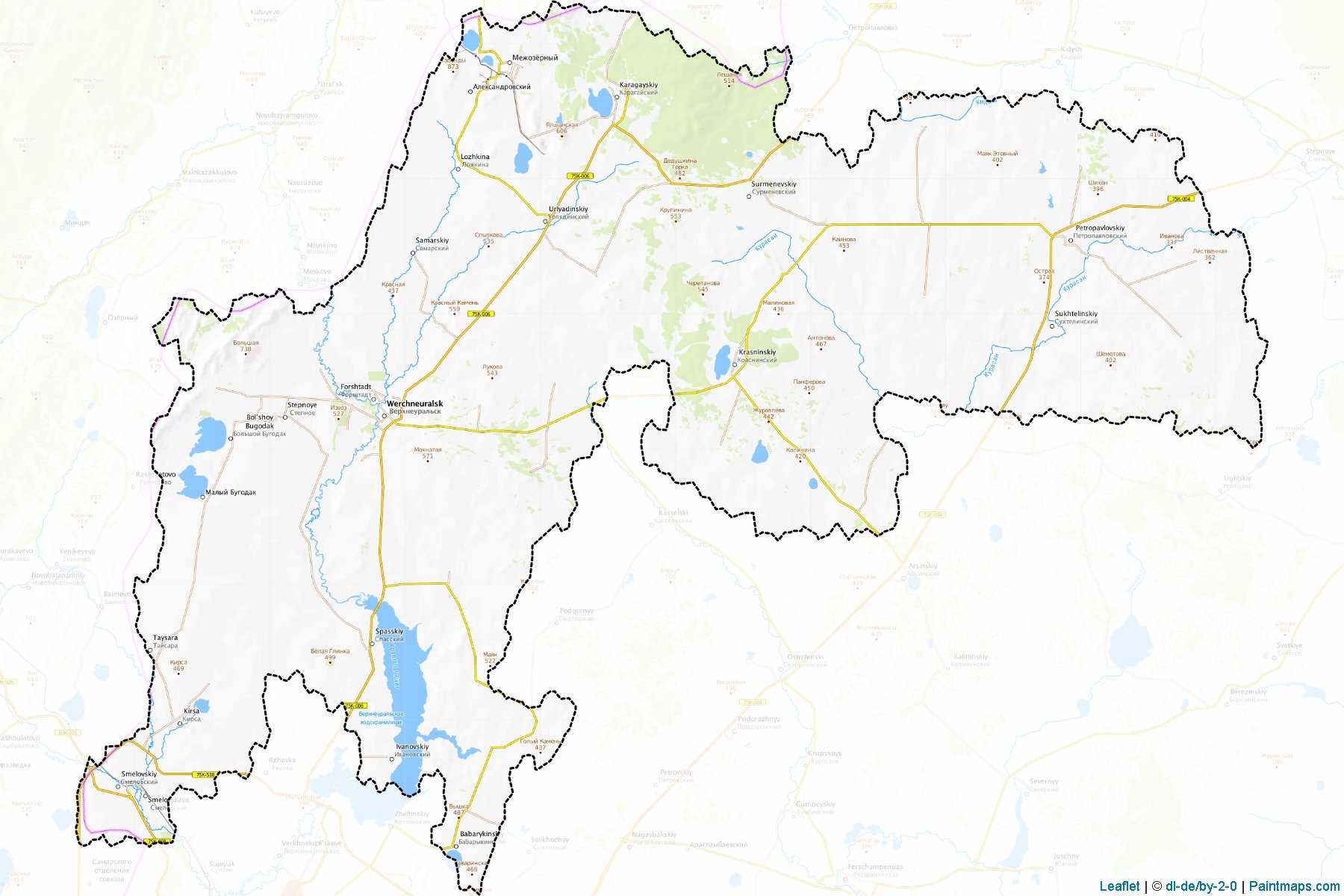 Muestras de recorte de mapas Verkhneural'skiy (Chelyabinsk)-1