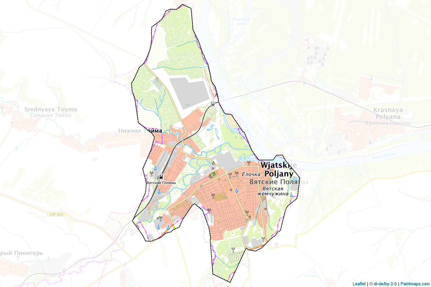 Muestras de recorte de mapas Vjatskie Poljany (Kirov)-1