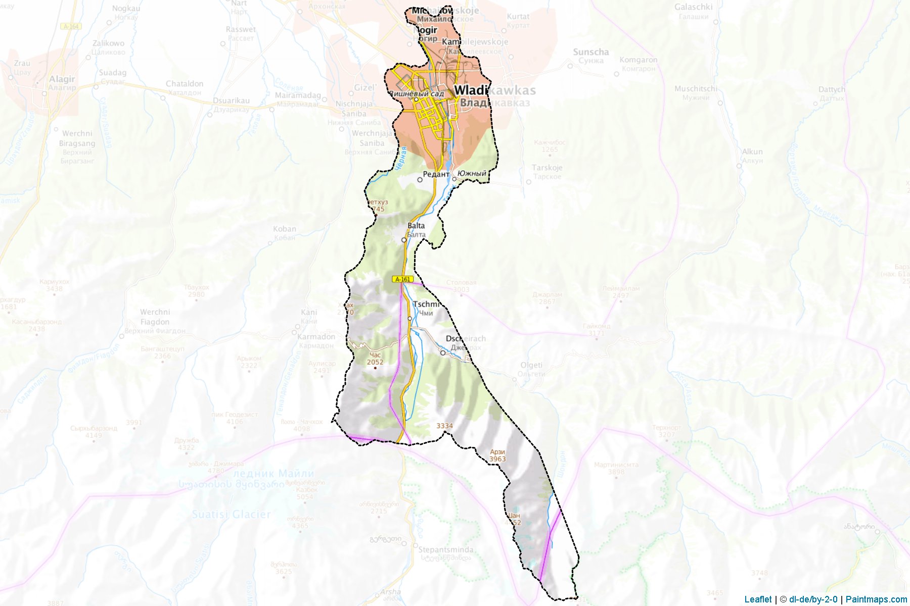 Vladikavkaz (North Ossetia-Alania) Map Cropping Samples-1