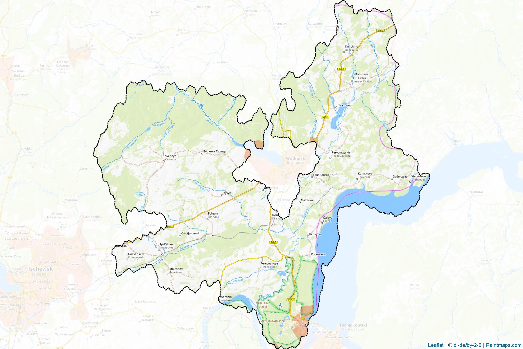 Muestras de recorte de mapas Votkinskiy (Udmurt)-1